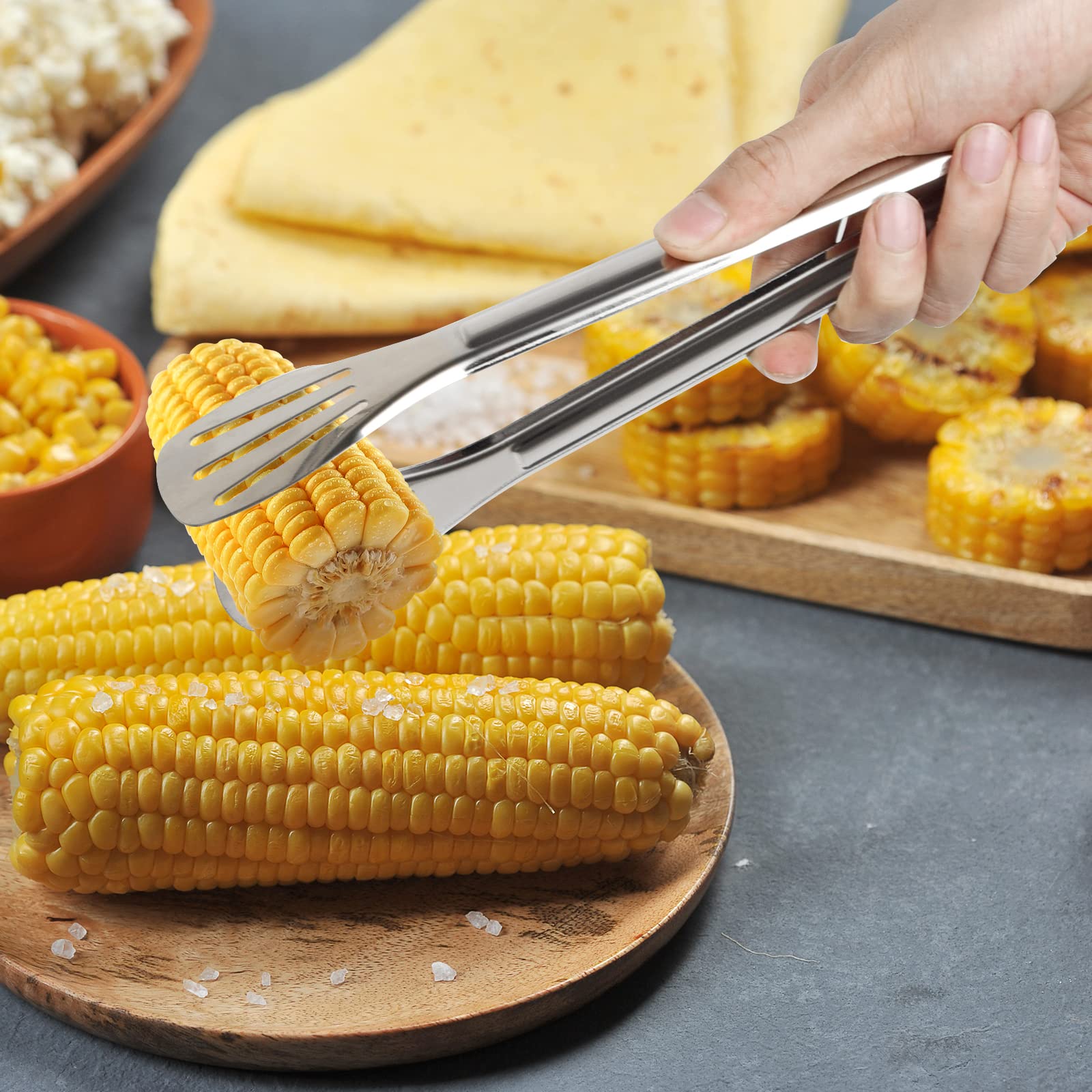 Serving Tongs Kitchen Tongs,Buffet Tongs, Stainless Steel Food Tong Serving Tong,Small Tongs 6 Pack (9 Inch)