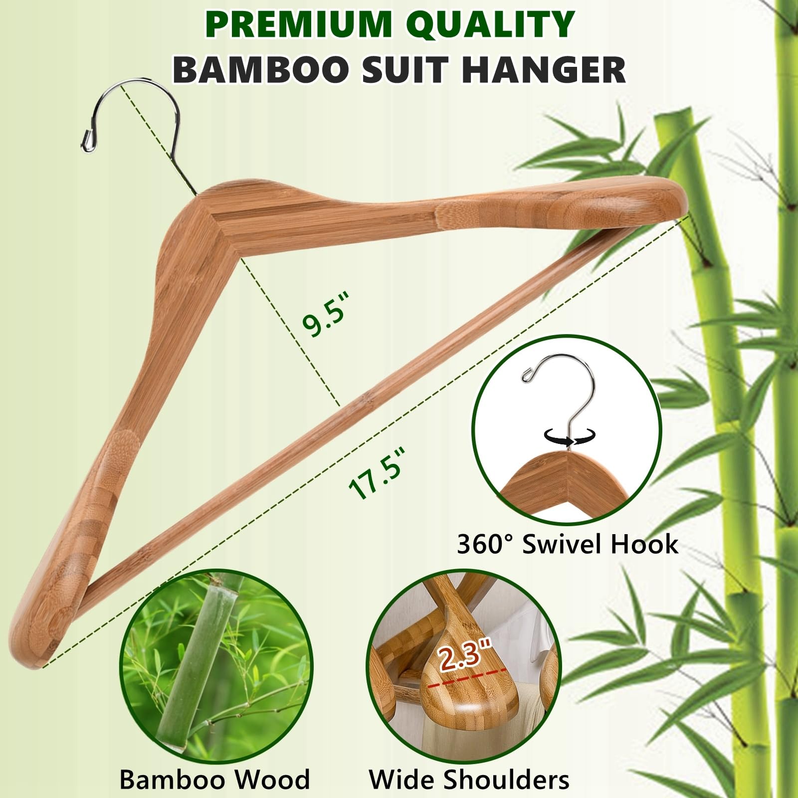 Amber Home 6 Pack Walnut Wide Shoulder Wooden Suit Coat Hangers with Non Slip Pants Bar  Solid Wood Jacket Clothes Hangers Smooth Finish for Sweater  Pants  Heavy Clothes (Walnut  6 Pack)