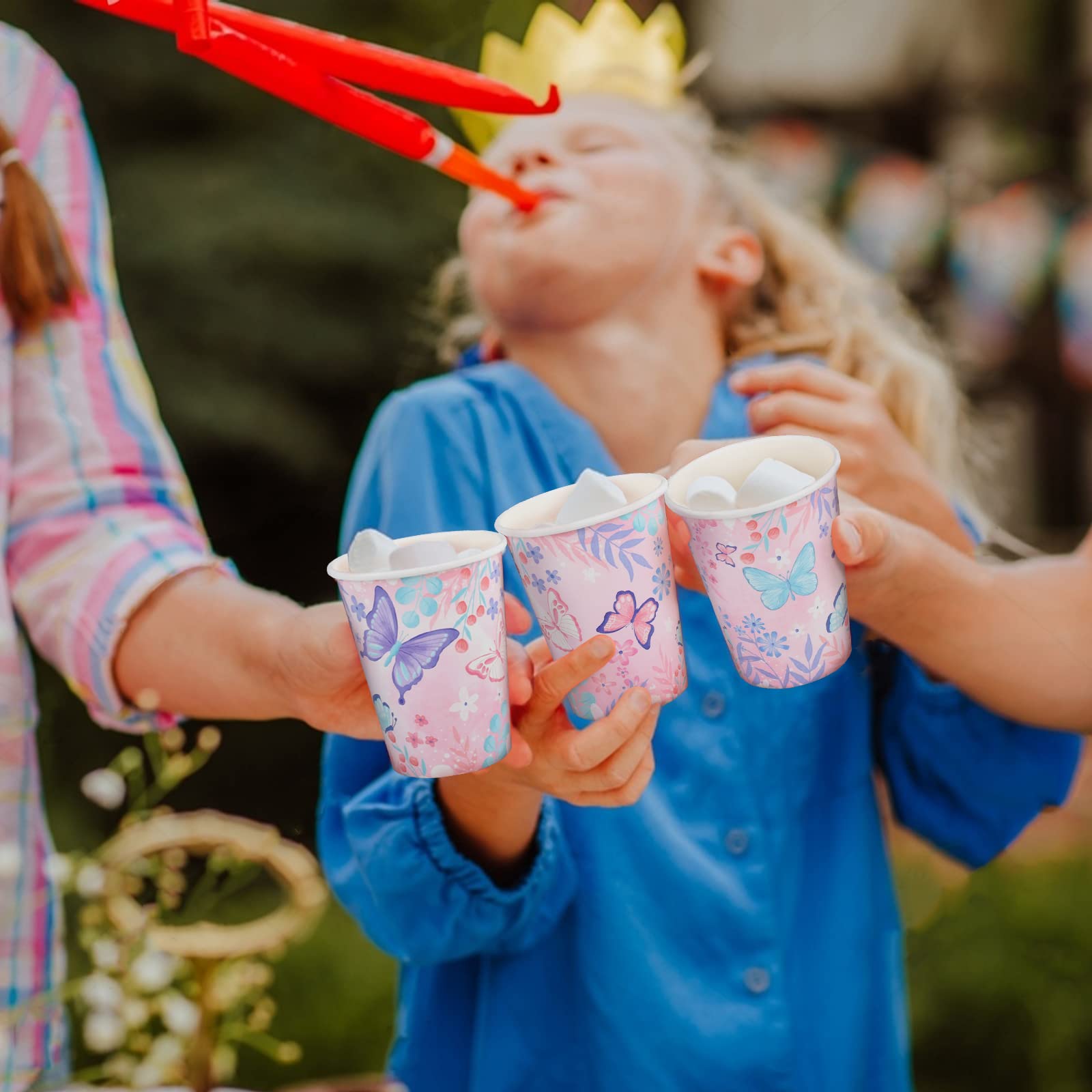 Butterfly Birthday Party Supplies Disposable Paper Plates Napkins And Cups For Butterfly Girl Party Birthday Decorations, Serve