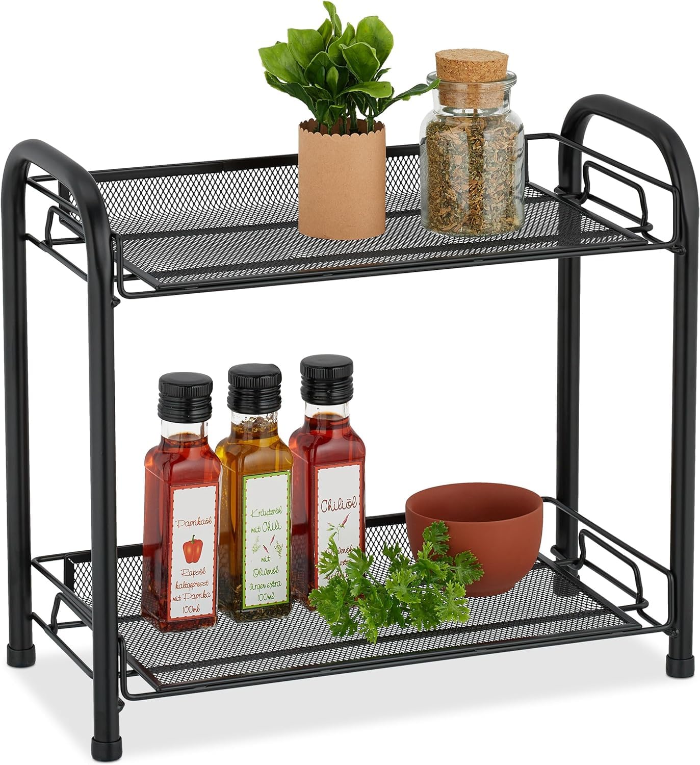 Amazon Brand  Umi 2 Layer Kitchen Countertop Spice Container Organizer Rack With Shelf  Seasoning Storage For Cabinet Pantry A
