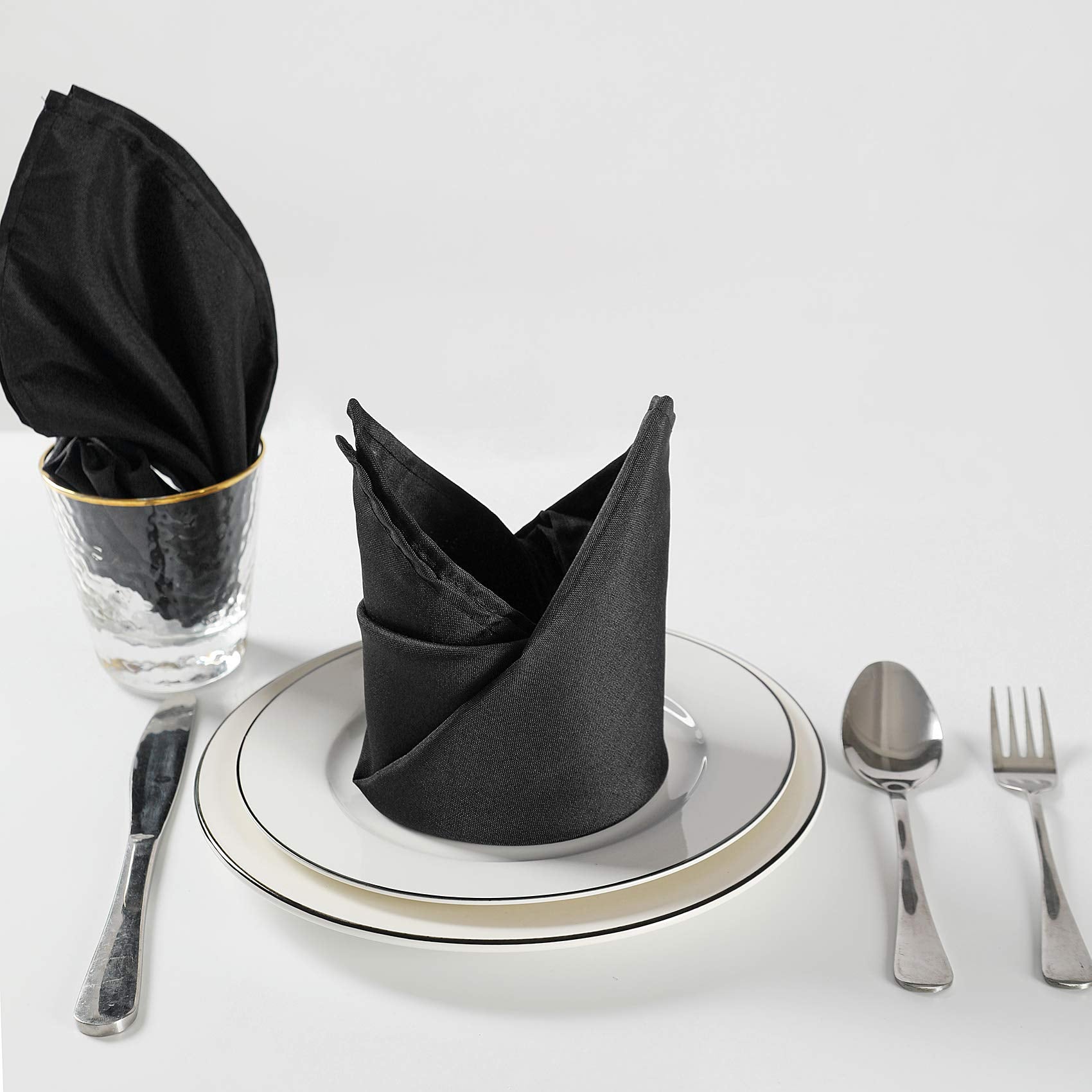 Cloth Napkins 20x20 inch Washable Polyester Dinner Napkins Soft Table Napkins for Wedding Party Dining Banquet(Black 100PCS)