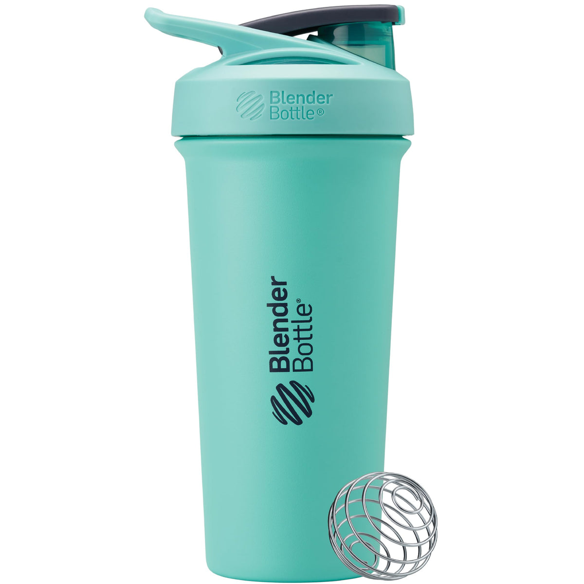 Blenderbottle Strada Sleek Insulated Stainless Steel Water Bottle With Wire Whisk, 25-Ounce, Seafoam