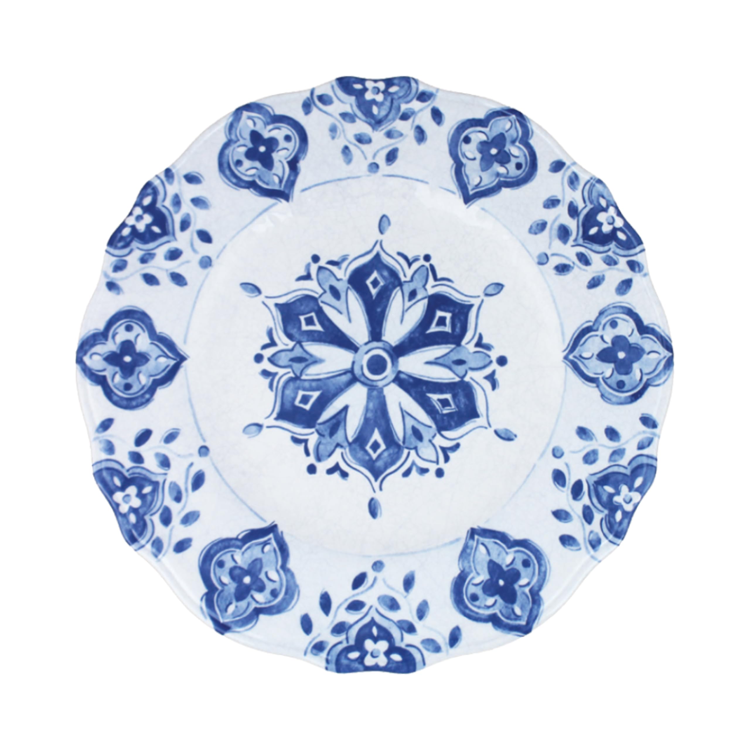 Le Cadeaux Melamine 11 Inch Dinner Plate Set Of 4, Moroccan Blue