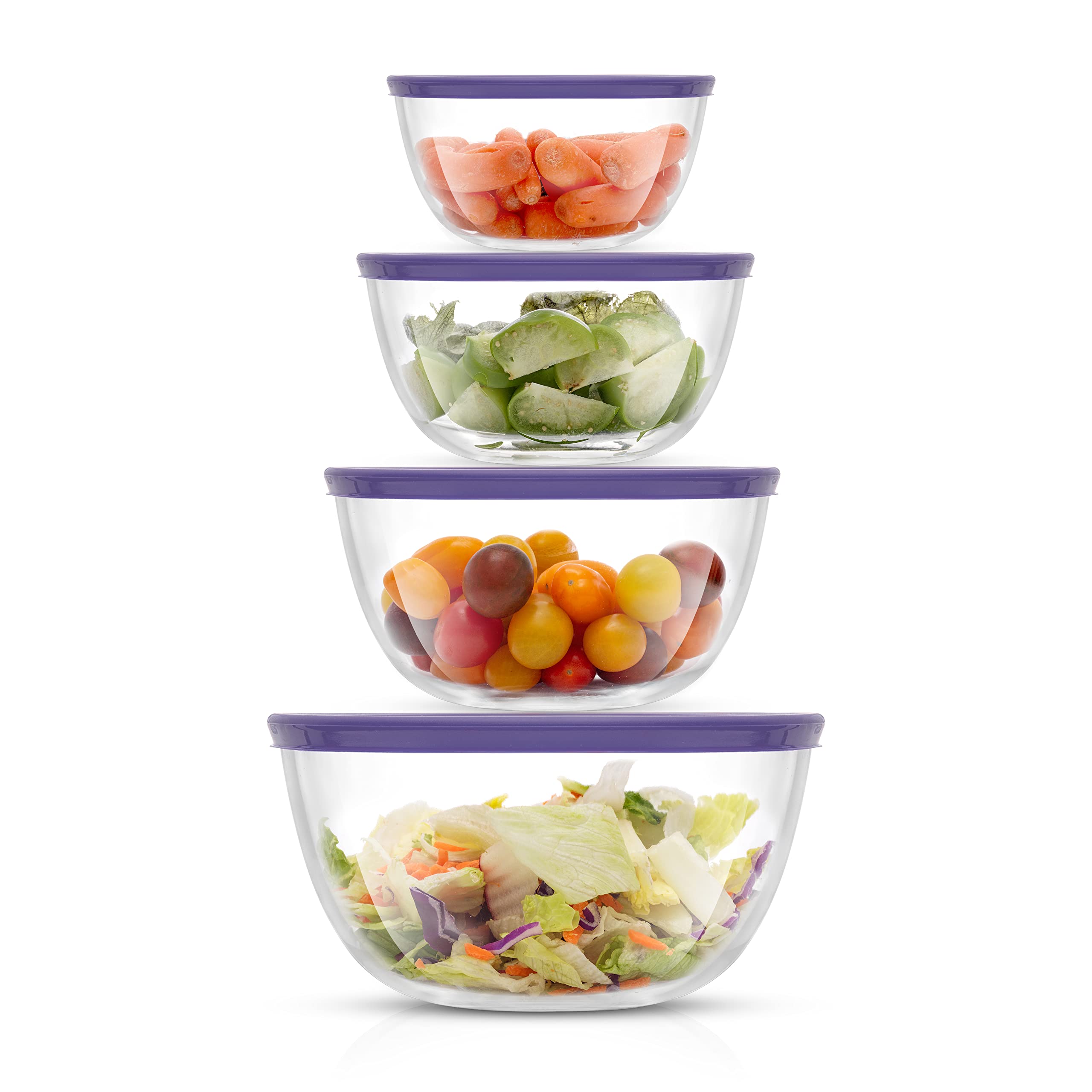 Joyjolt Kitchen Mixing Bowls - 8Pc Glass Bowls With Lids Set - Neat Nesting Bowls - Large Mixing Bowl Set Batter Bowl - Cooking
