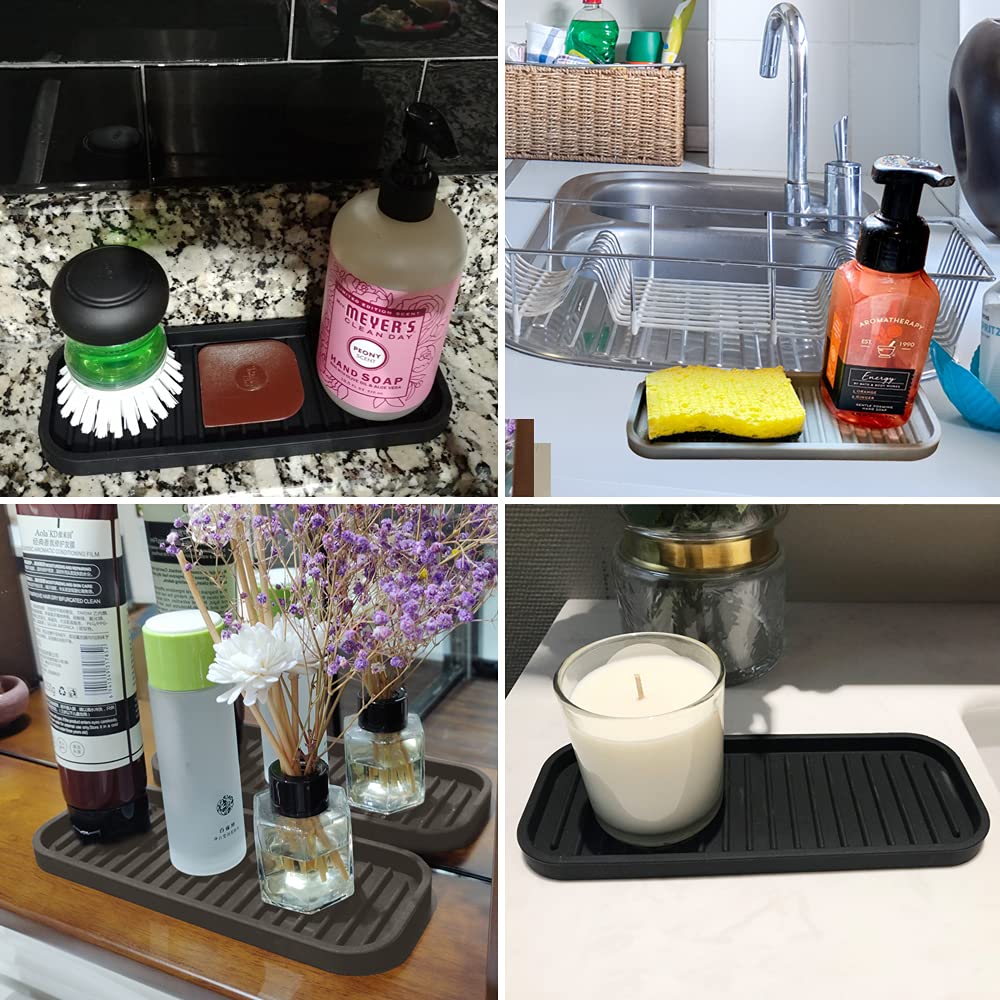 New Silicone Sponge Holder,Dish Soap Holder For Kitchen Counter, Waterproof Sponge Soap Tray For Kitchen Sink Bathroom, Multipur