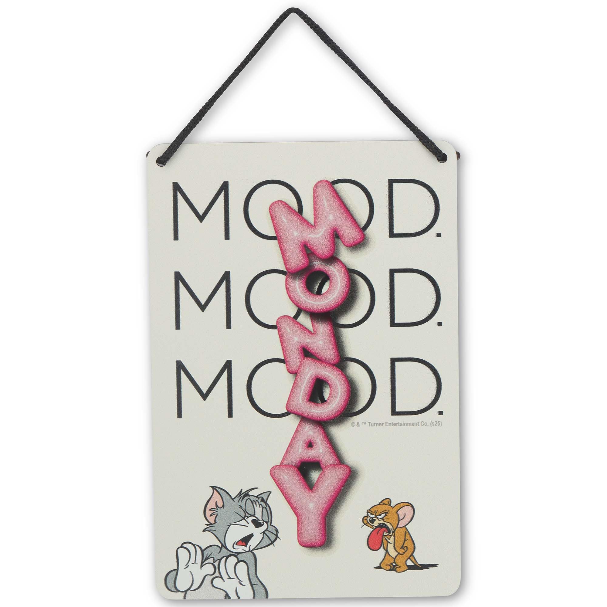 Tom and Jerry Monday Mood Hanging Metal Wall Decor - Funny Tom and Jerry Sign for Home or Office