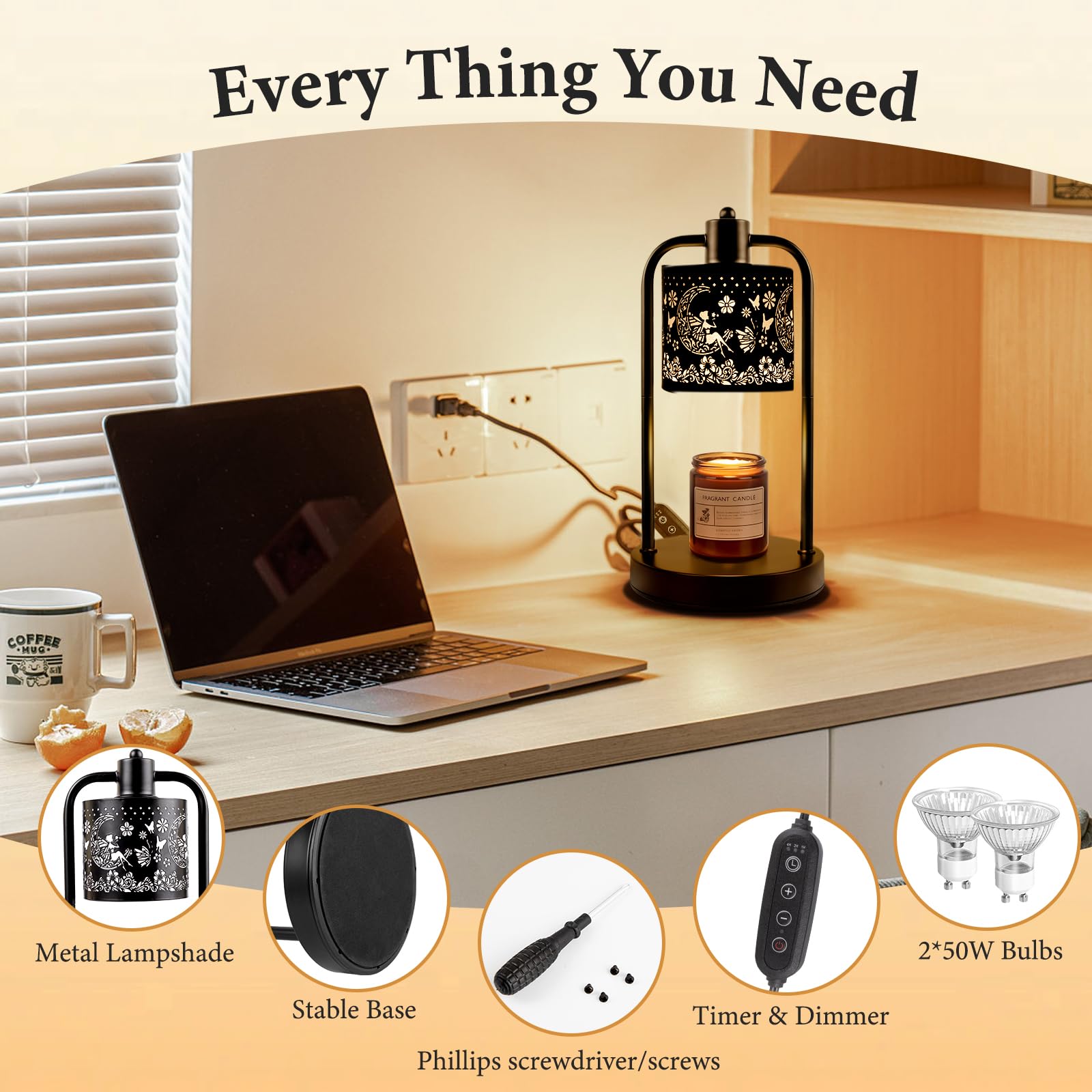 Lococo Candle Warmer Lamp Wax Light: Wax Melt Warming Lamps for Jar Candles with Timer Dimmable for Birthday Christmas Gift, Roo