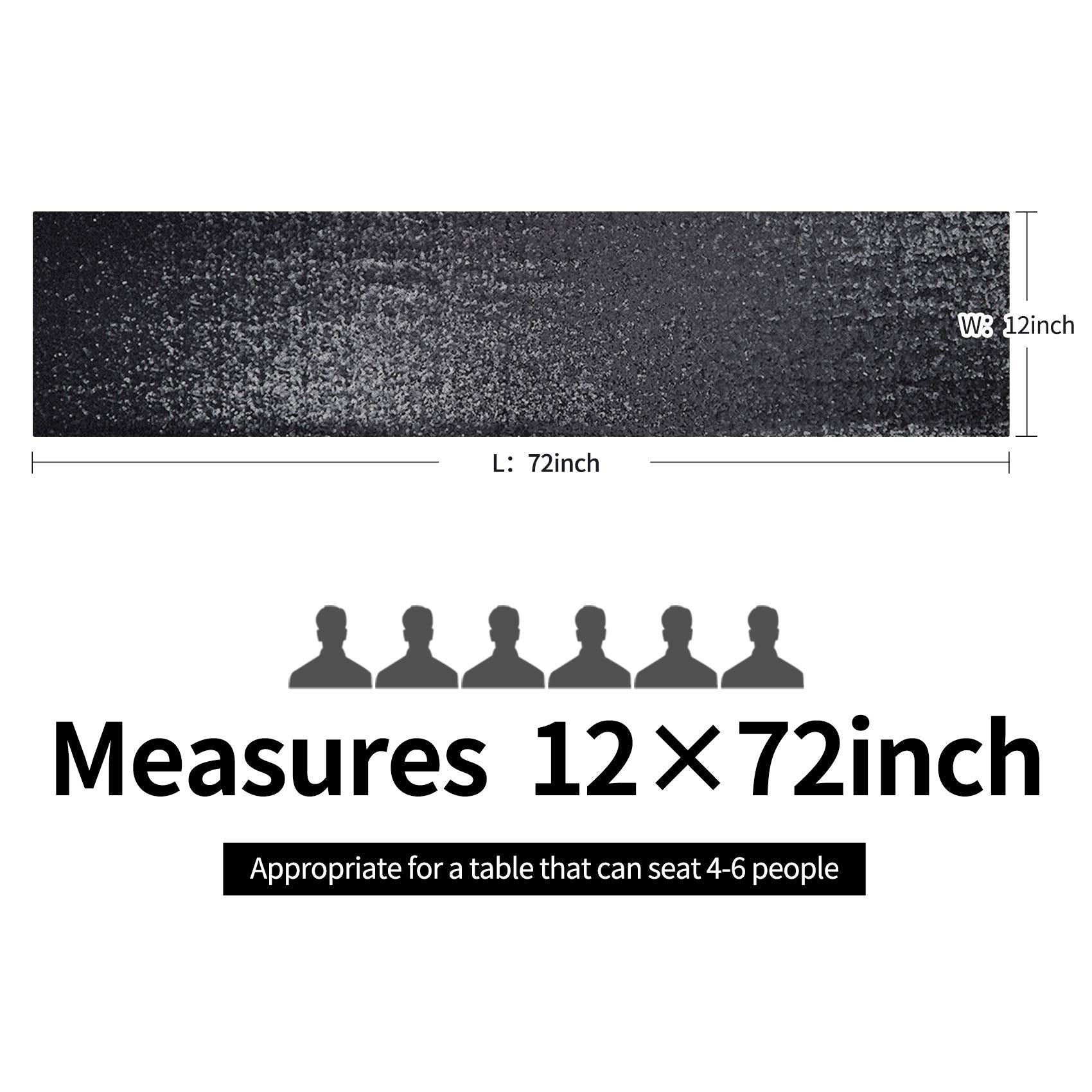 6Pcs 12X72 Inch Sequin Table Runner Black Glitter Table Runner For Party, Wedding, Bridal Baby Shower, Event Decorations(6Pcs, 1