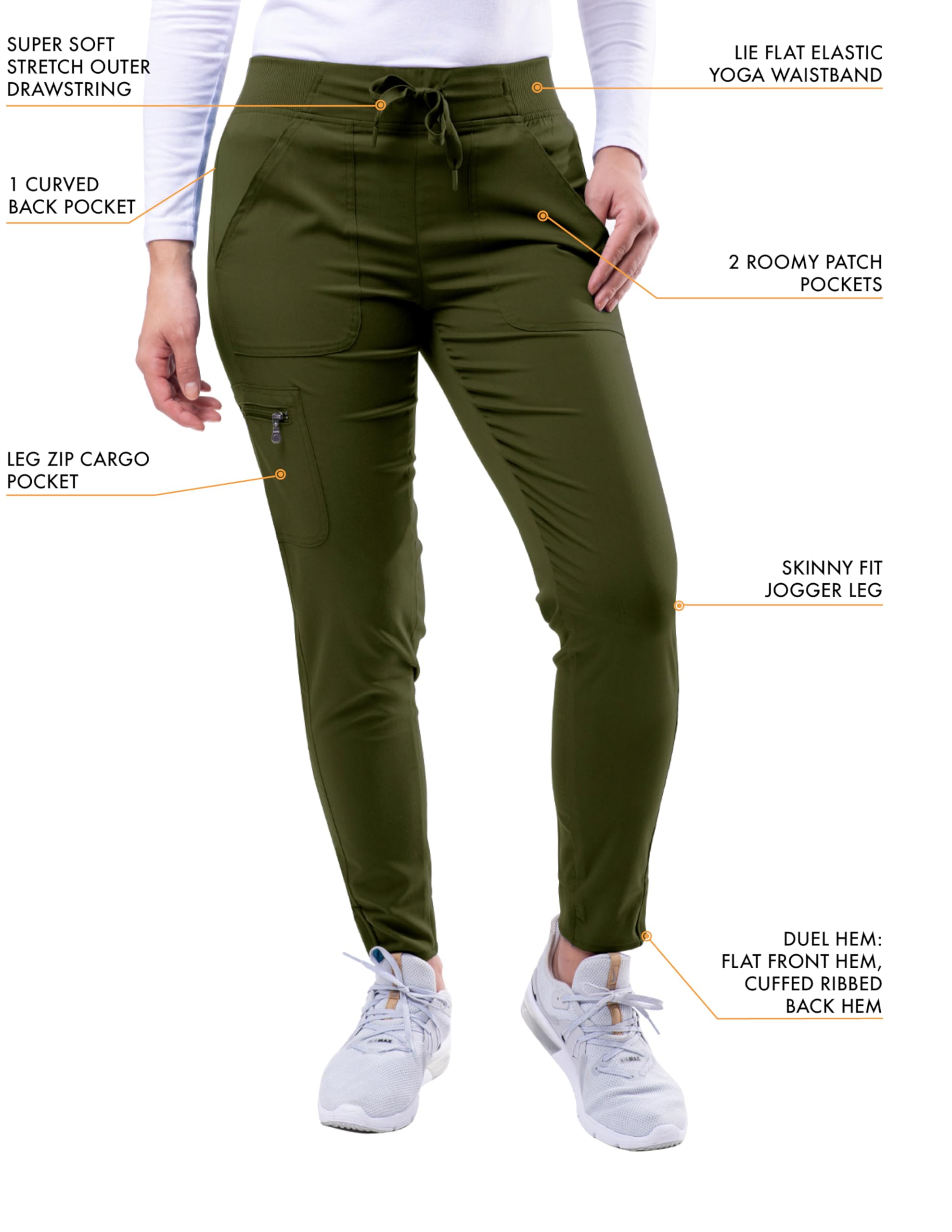 Adar Pro Movement Booster Scrub Set For Women - Sweetheart V-Neck Scrub Top  Yoga Jogger Scrub Pants - P9400 - Olive - L