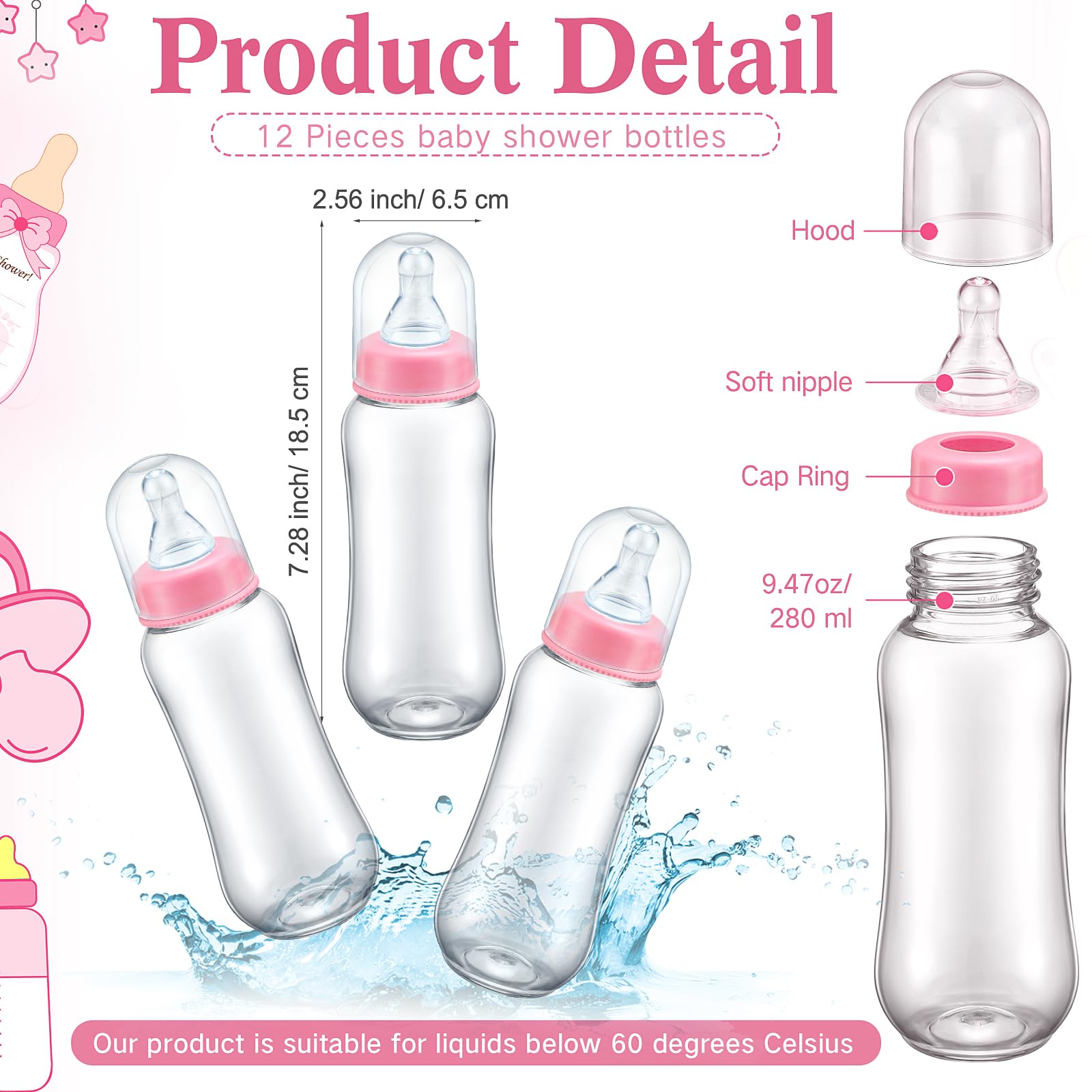 Roowest Baby Bottles For Baby Shower Games Bottle Chug 12 Pcs Plastic Baby Bottles Bulk And Bottle Chug Sign Baby Bottle Chuggin