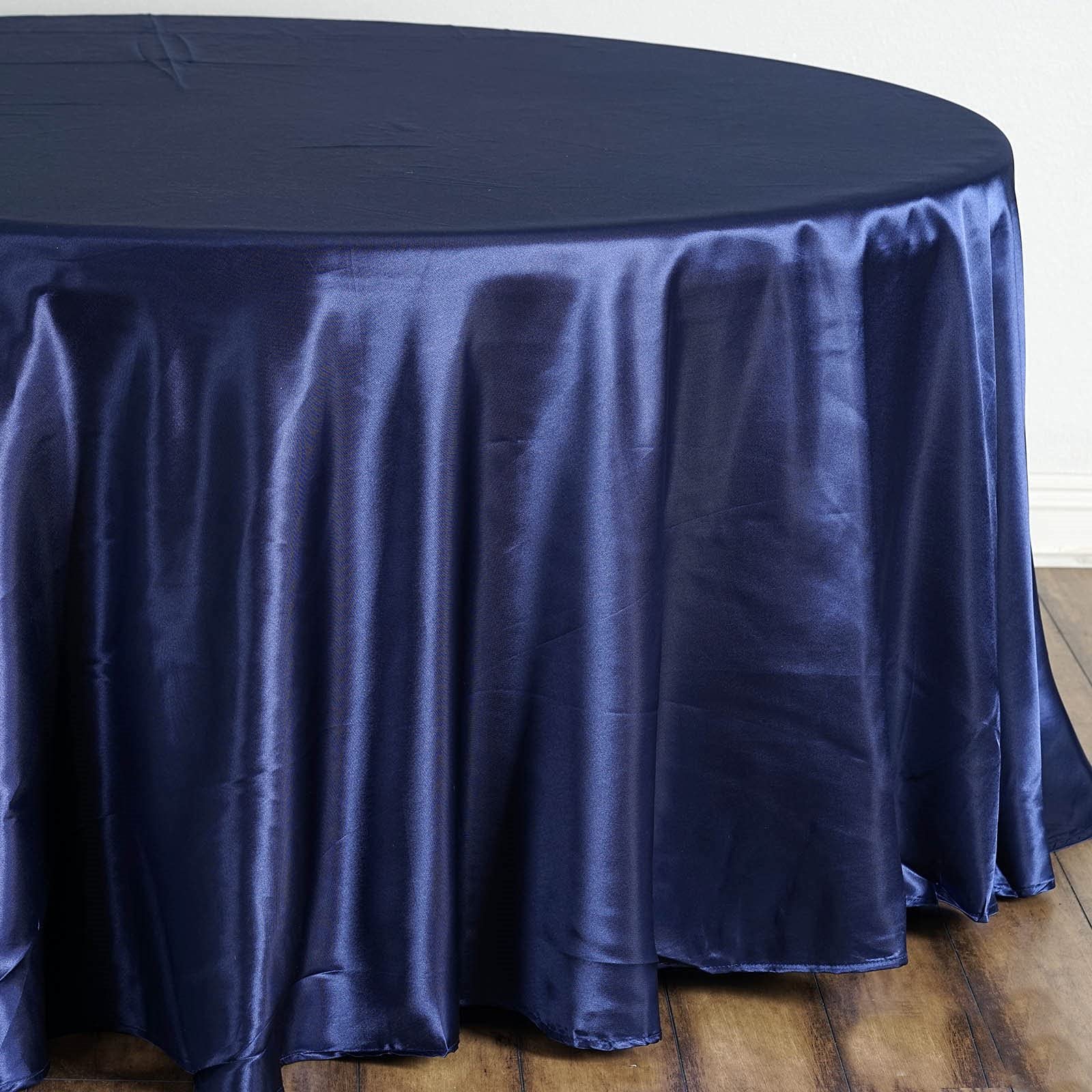 Balsacircle 108-Inch Navy Blue Round Satin Tablecloth Table Cover Linens For Wedding Party Catering Kitchen Dining Events Kitche