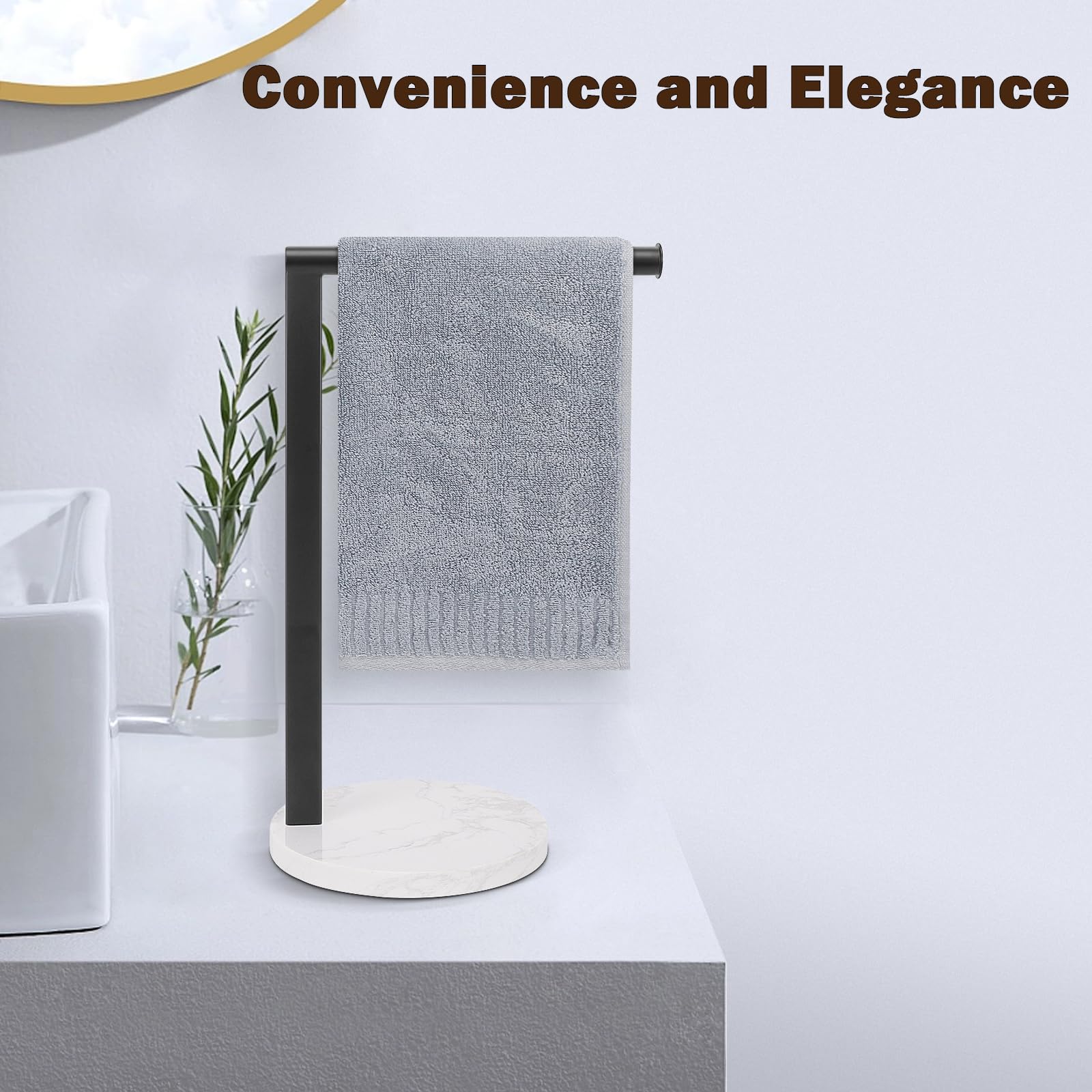 Siyzda Hand Towel Holder Stand For Bathroom, L- Shaped Standing Hand Towel Rack, Towel Bar Kitchen Vanity Countertop Organizer,