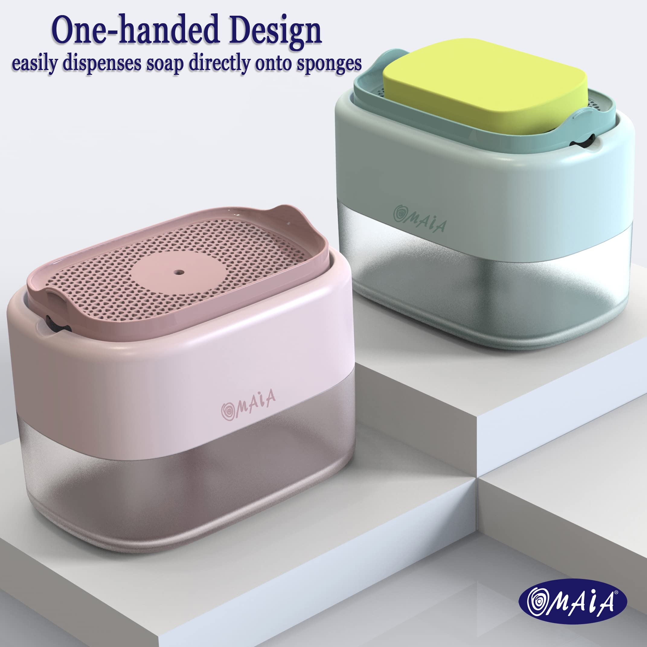 Omaia Dish Soap Dispenser For Kitchen Sink - Blue Kitchen Gadgets 2023 - Dishwashing Liquid Dispenser For Kitchen - Sink Counter