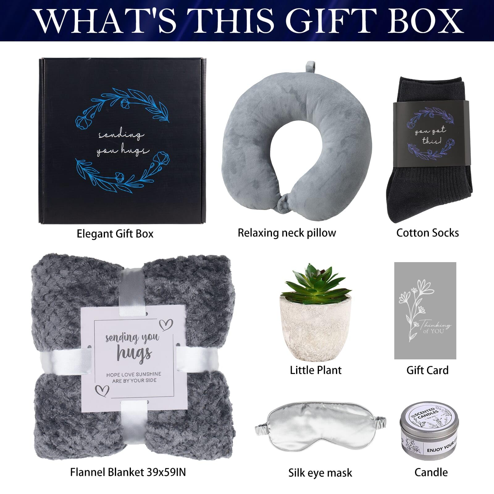 Ithmahco Get Well Soon Gift Basket for Men - Care Package in Grey, Thoughtful Sympathy Gift for Dad, Husband, Brother, Uncle
