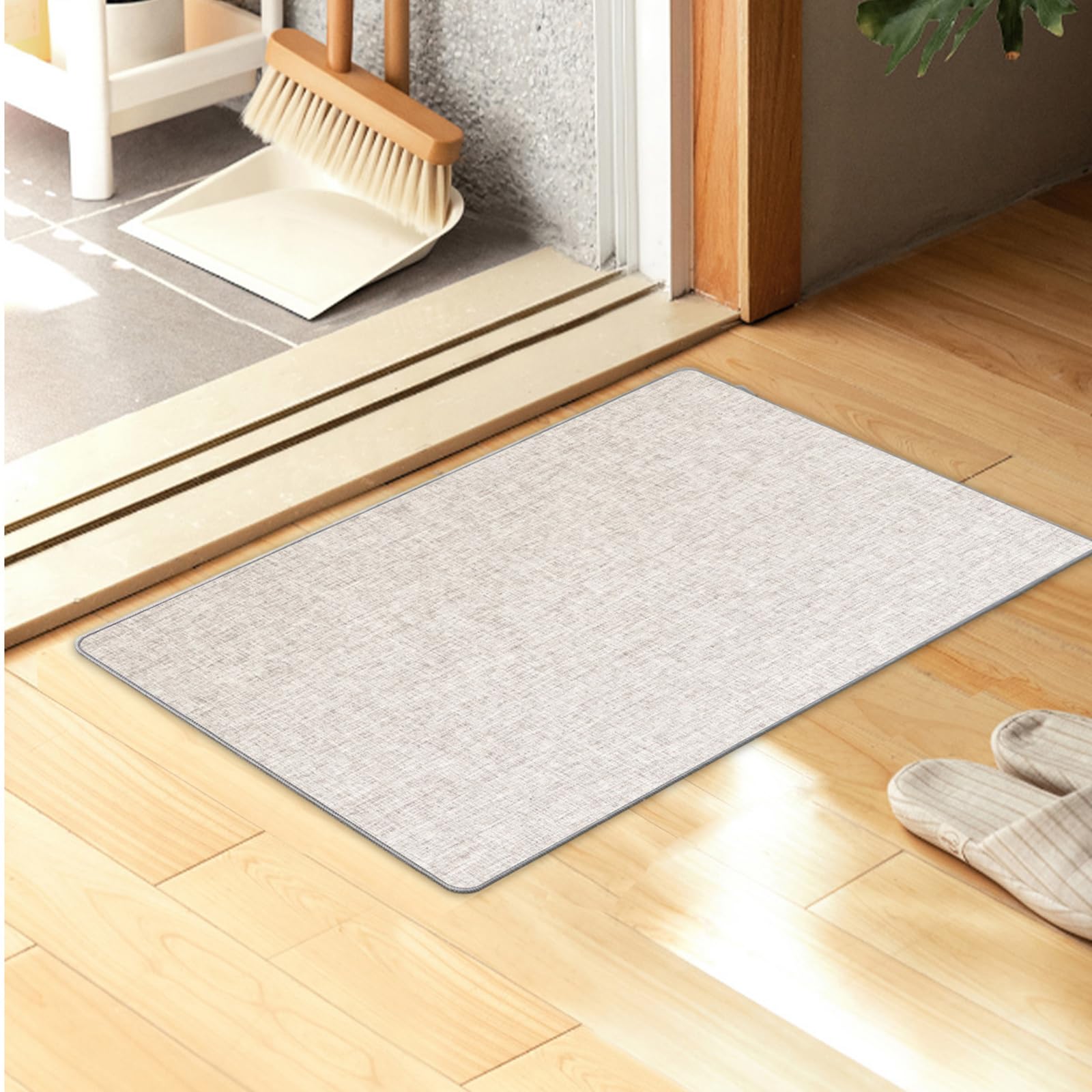 Yancorp 1/10 Inch Ultra Thin Door Mat,16''X26''Entryway Jute Rug,Khaki Anti-Slip Indoor Door Mat For Low Clearance Front Door,Ou