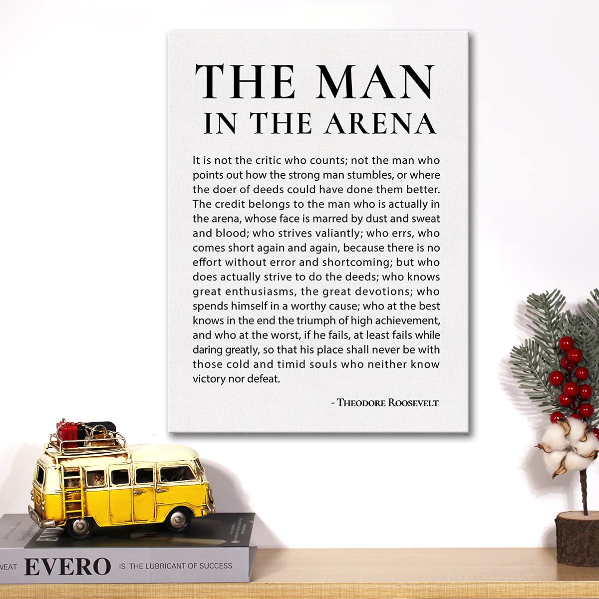 Inspirational Canvas Wall Art Motivational The Man In The Arena Quote Canvas Print Positive Speech Quotes Canvas Painting Office