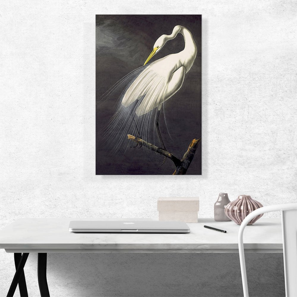 Artcanvas Great Egret Canvas Art Print Stretched Framed Painting Picture Poster Giclee Wall Decor By John James Audubon - 26'' X