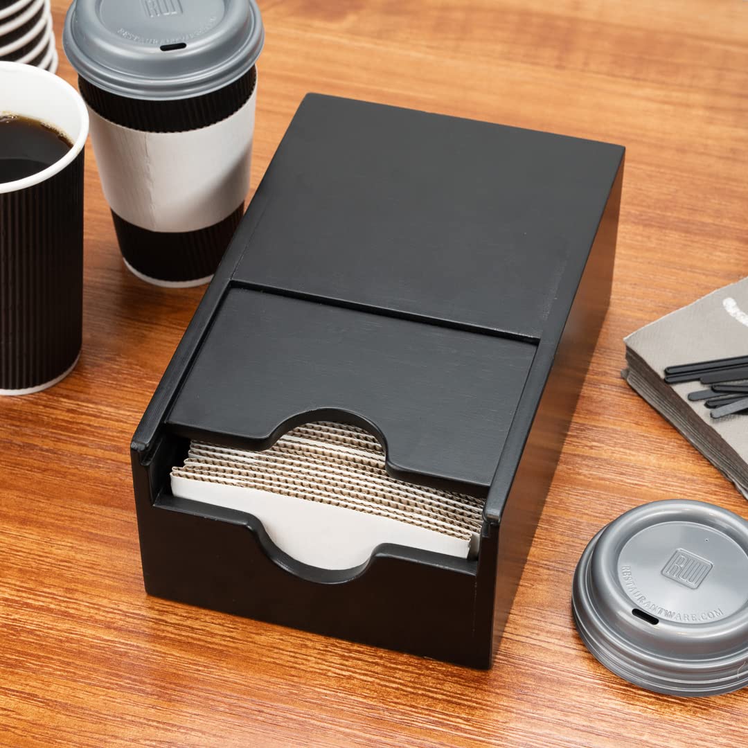Restaurantware Restpresso 9.5 X 6 X 3.75 Inch Coffee Cup Sleeve Dispenser 1 Compact Coffee Sleeve Holder - Spring-Loaded Design