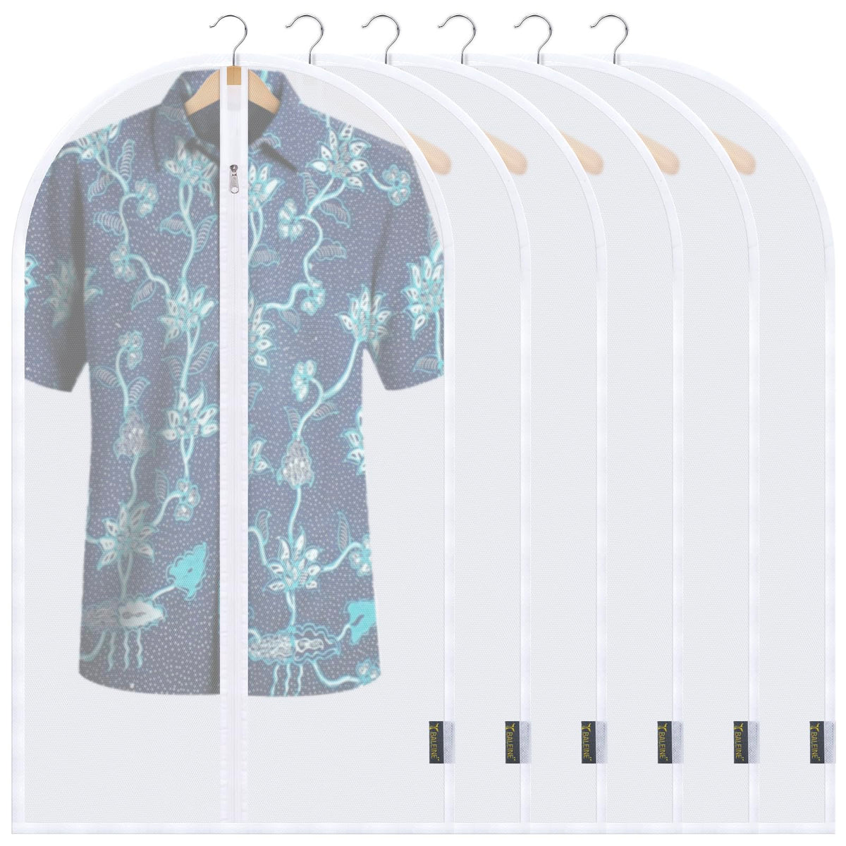 Baleine 40'' Clear Garment Bags, 6 Packs Peva Dress Bag For Closet Clothes Dresses Suit Coats Storage (24''X 40'', 6Pk)