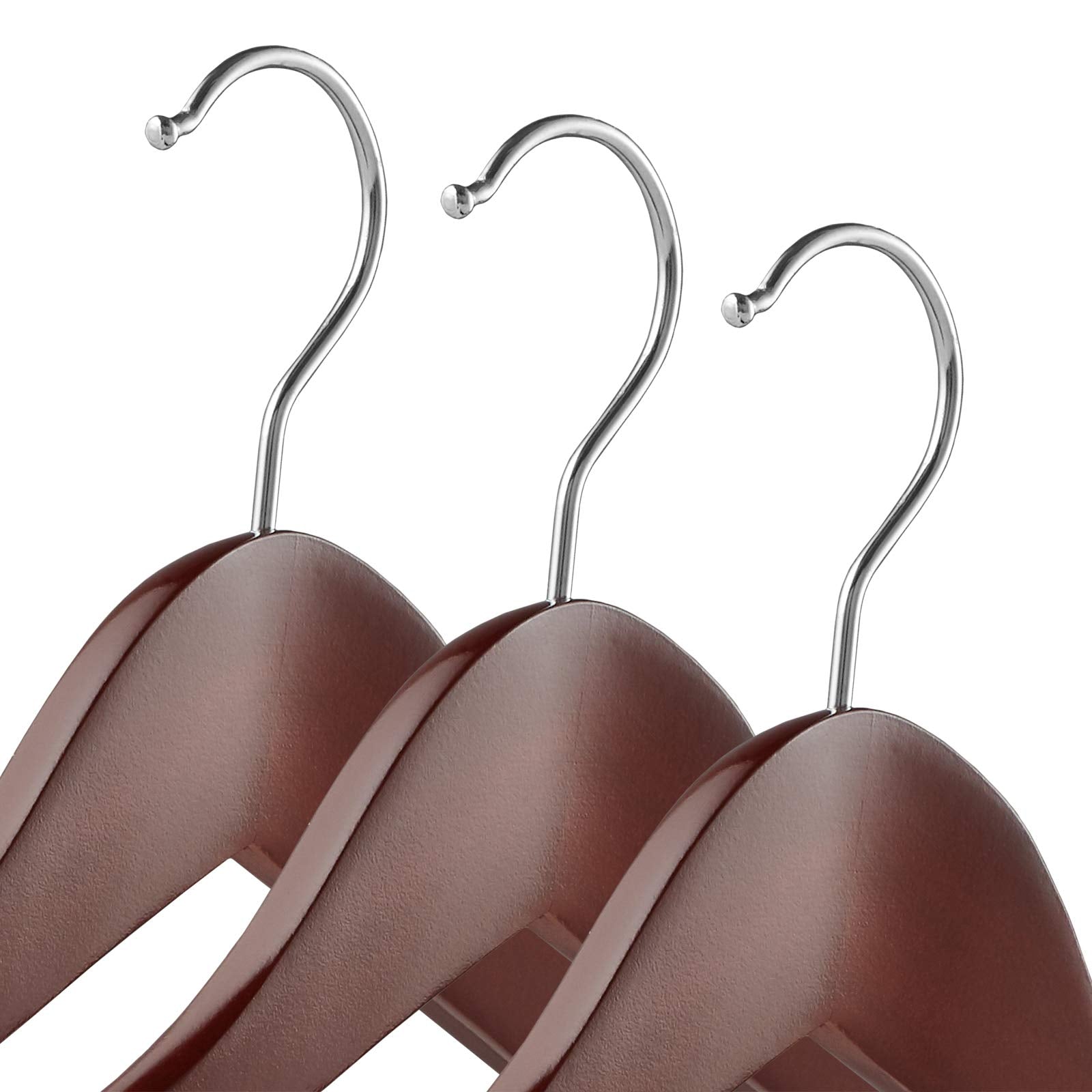 Casafield - 6 Cherry Wide Shoulder Wooden Suit Hangers - Premium Lotus Wood, Non-Slip Pant Bar & Chrome Swivel Hook For Dress Cl