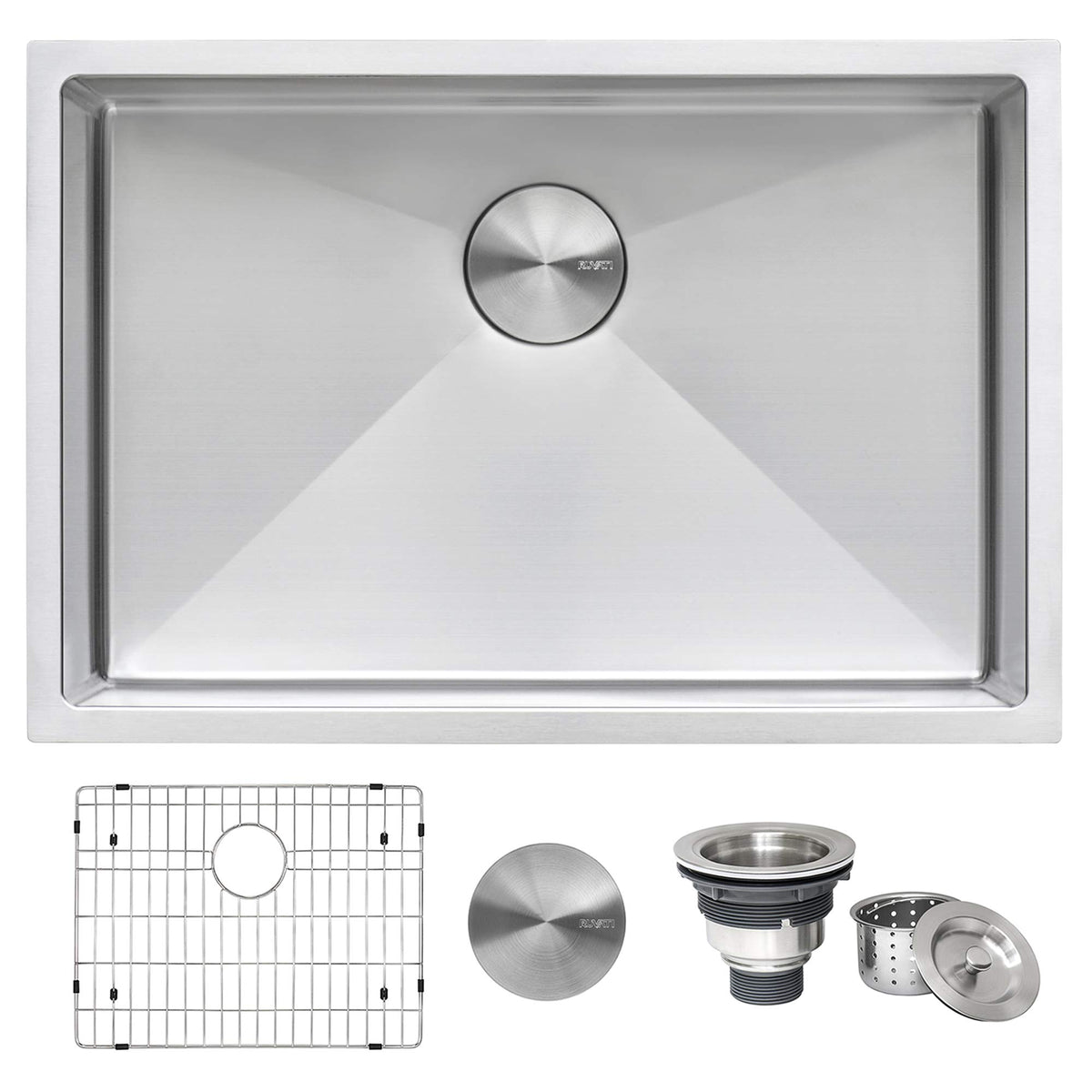 Ruvati 27-Inch Undermount 16 Gauge Rounded Corner Stainless Steel Kitchen Sink Single Bowl - Rvh7127