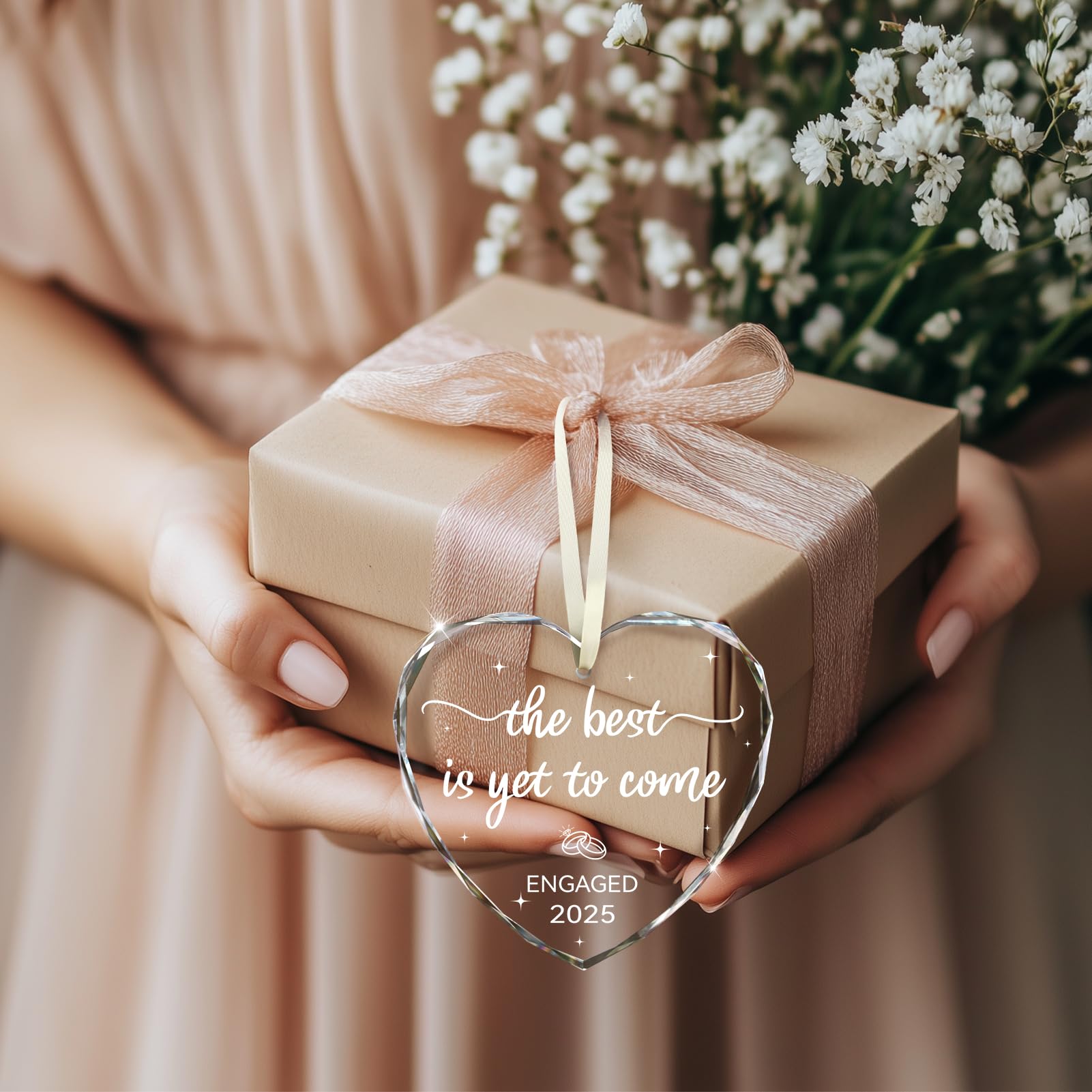 Miucat Glass Engagement Gifts for Couples 2026, Engaged 2025 Ornament, Perfect for Newly Engaged & Bride to Be