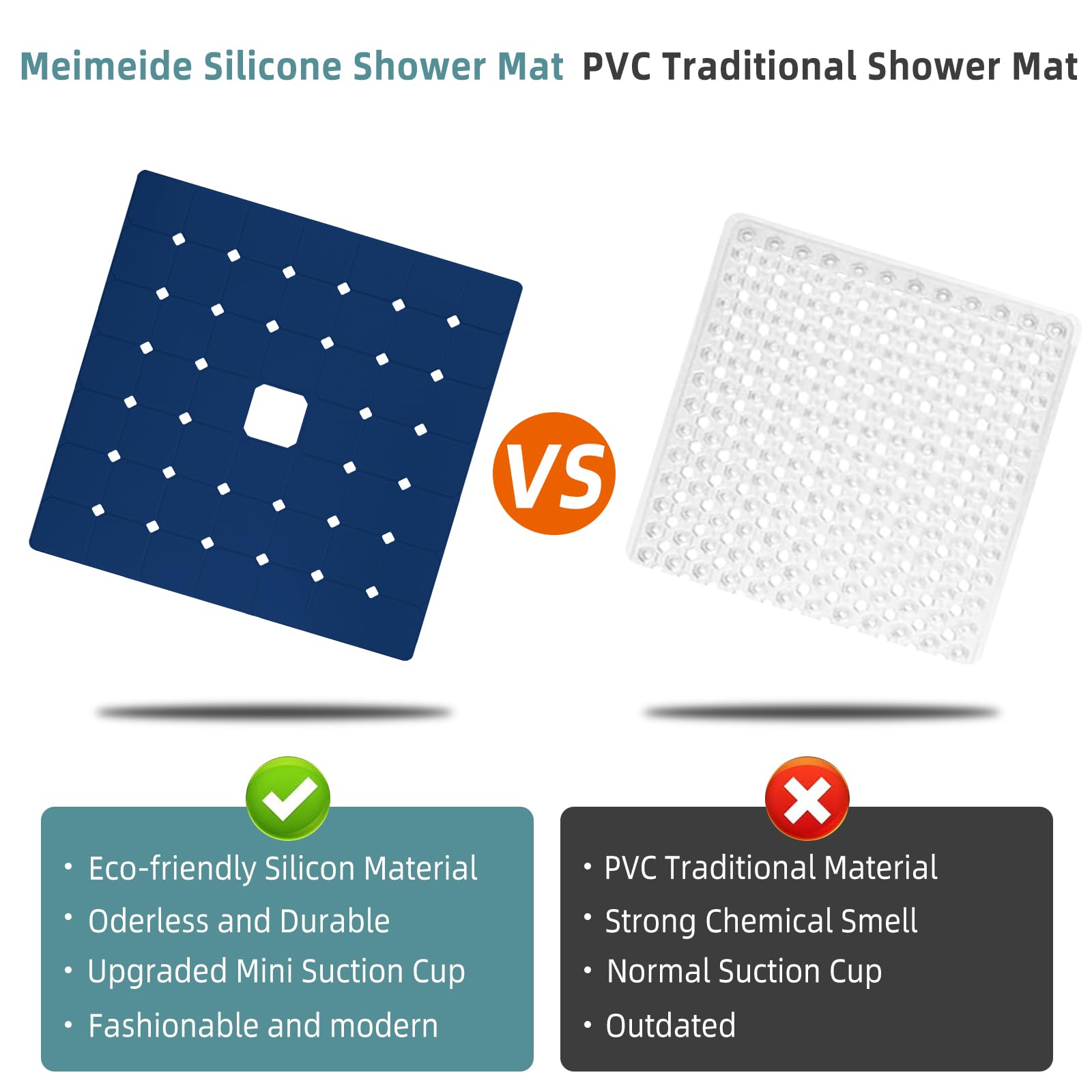 Shower Mat Non Slip Silicone Soft Odorless Bathroom Mat With Mini Suction Cups For Bath Mat And Bath Tub Mat Foldable And Machin