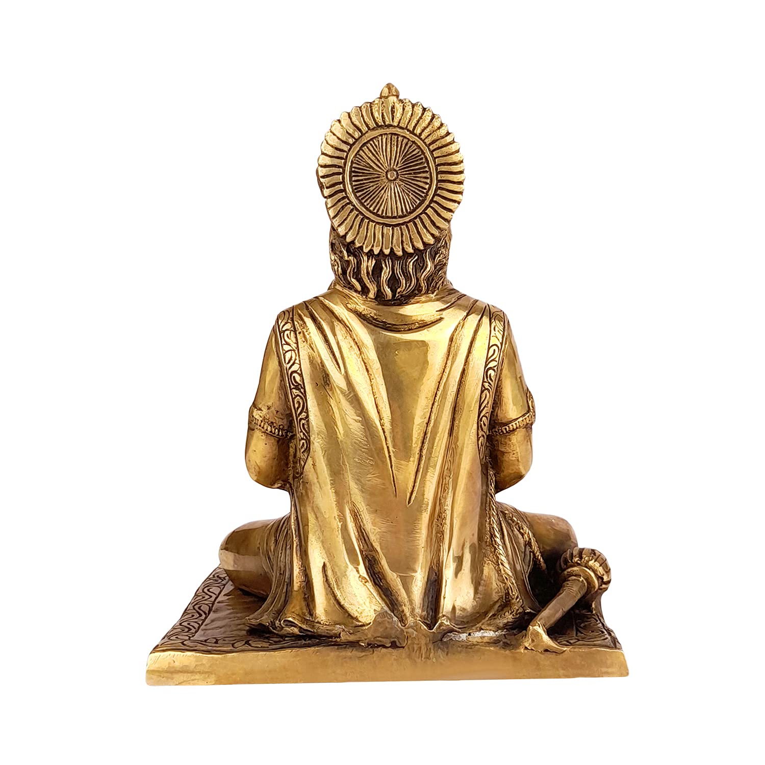 Kartique Brass Ram Bhakt Hanuman Ji Idol for Home and Pooja | Bajrangbali Murti in Meditation Gold Color Height 7.5 Inch