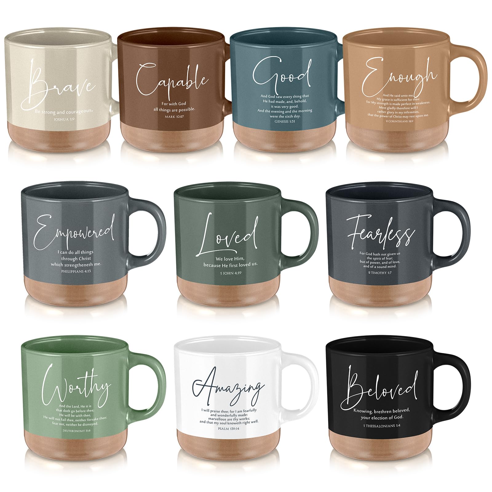 Didaey 30pcs Christian Bible Verse Coffee Mug for Women Men, Earthy, Boho