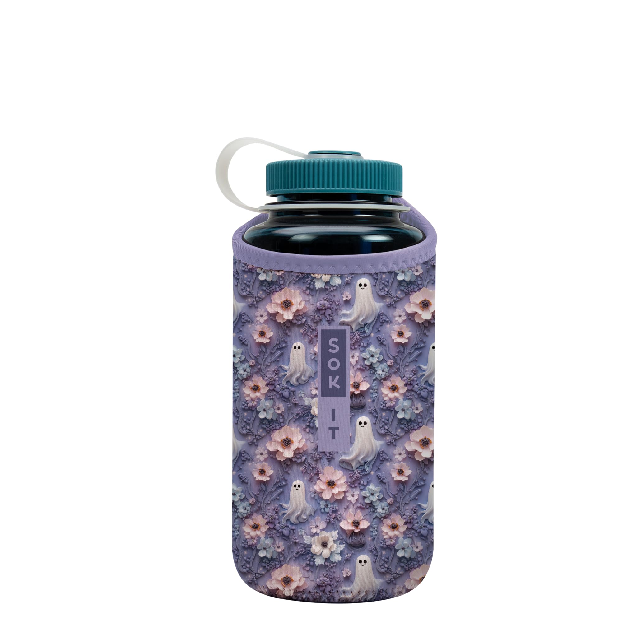Sok It BotlSok Water Bottle Sleeve Insulated Neoprene Cover (Ghostly Garden, Fits 32oz Nalgene)