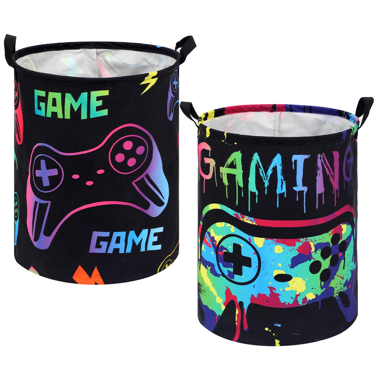 Zhehao 2 Pcs Gamer Laundry Basket Boys Hamper Kids Gaming Storage Basket Hamper Clothes Organizer Toy Storage Waterproof Laundry