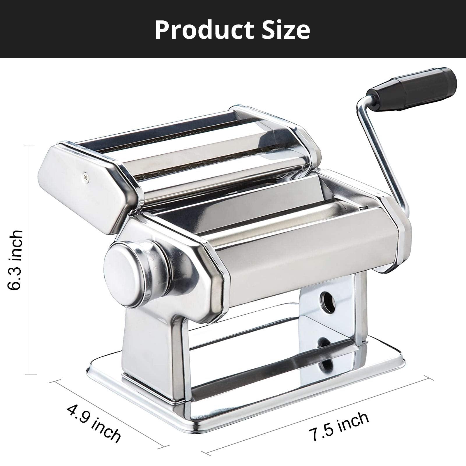 Pasta Maker, Metluck Stainless Steel Pasta Machine Manual Roller Pasta Maker With 9 Thickness Settings For Spaghetti Linguine Fe