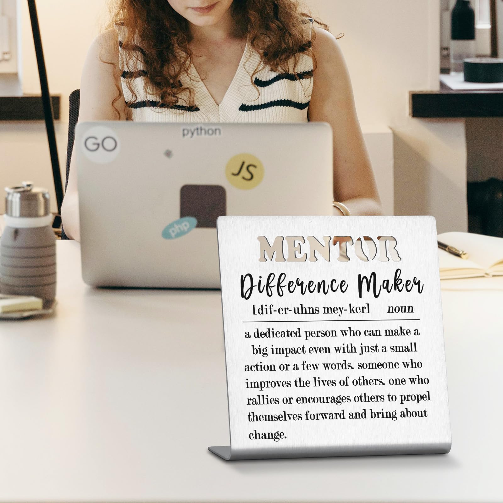 SOSREBEDR Thank You Appreciation Sign for Mentor, 'Thank You for Being Part of My Life', 4 x 4 Stainless Steel Tabletop Decor Si