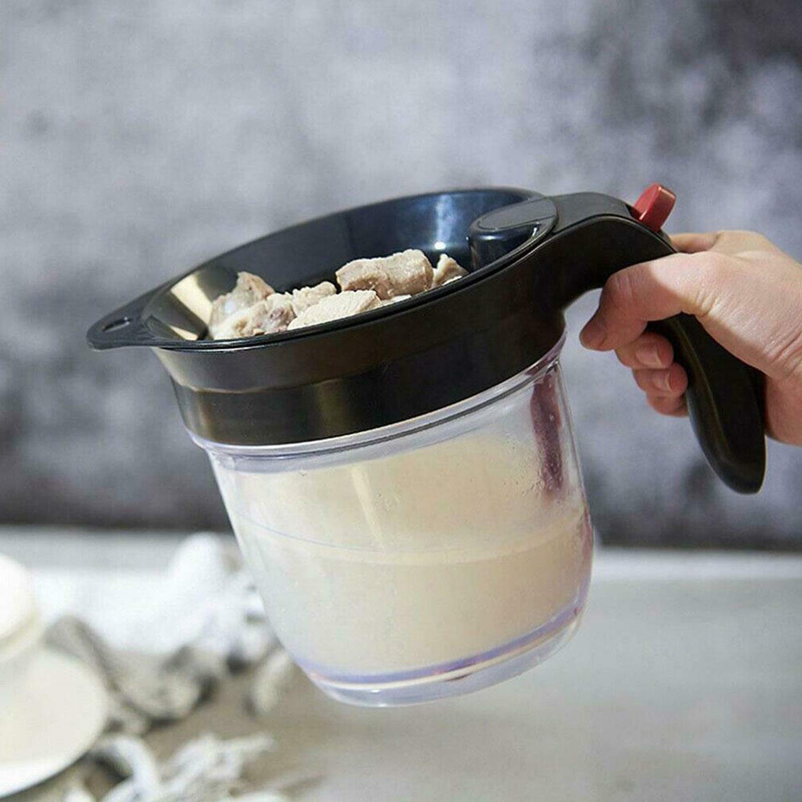 Gravy Fat Separator, With Bottom Release Strainer 1L Grease Separator Cup, Fat Skimmer For Cooking