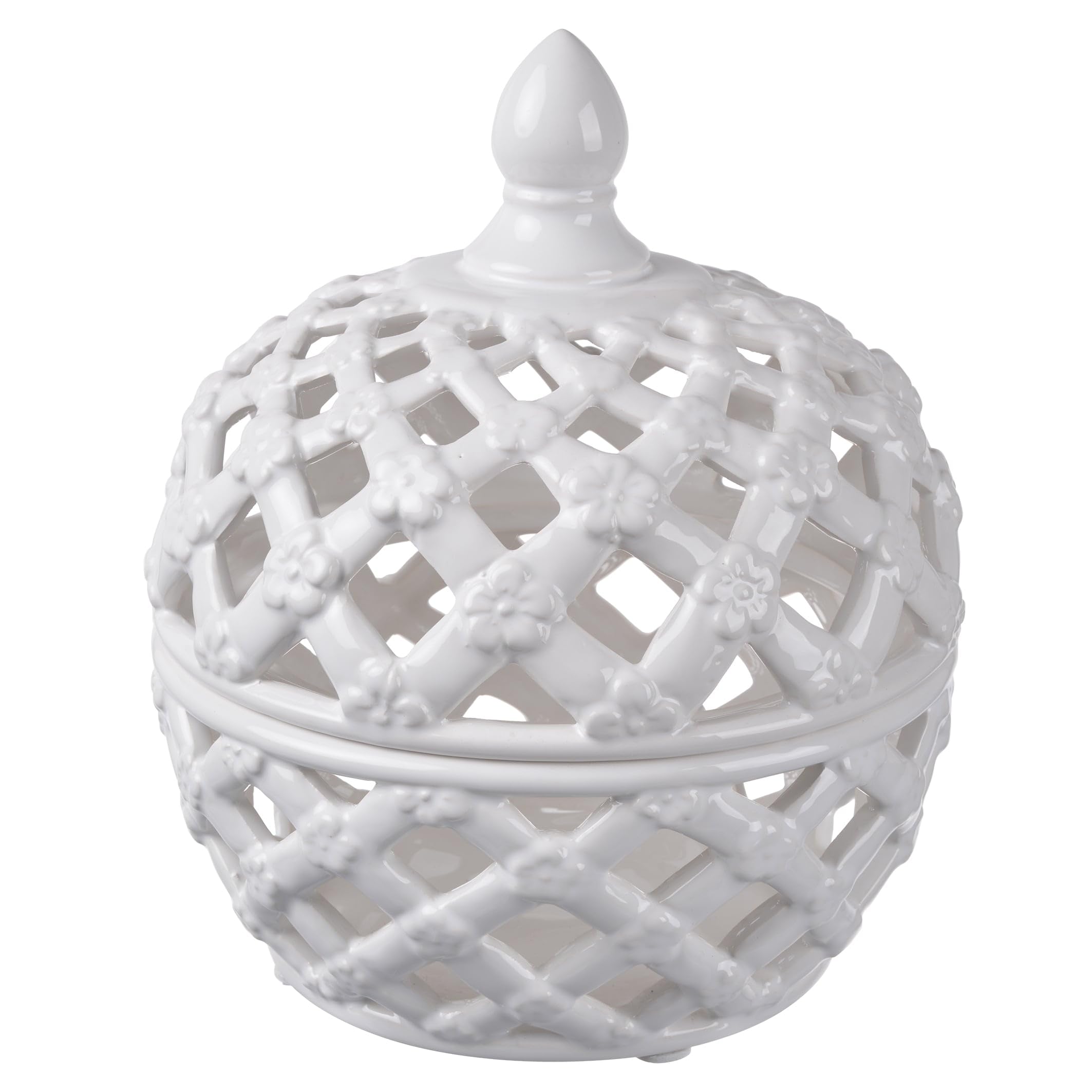 A&B Home Ceramic Lidded Jar White Porcelain Jar Home D  cor Tabletop Decorative 8 x 8 x 10