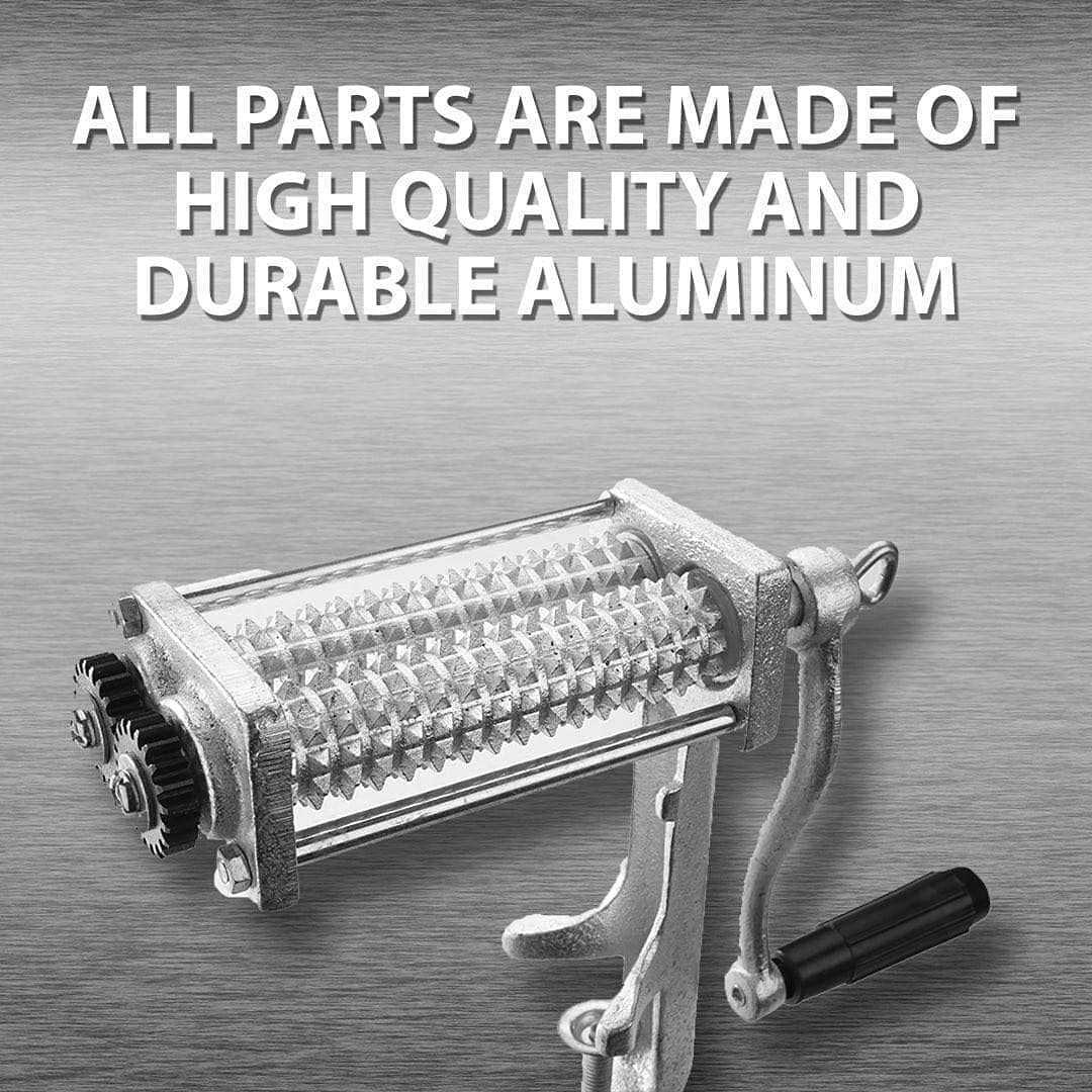 BELMAKS Heavy Duty Meat Tenderizer Cuber, Aluminum Steak Flatten Tool, Clamp-on, White