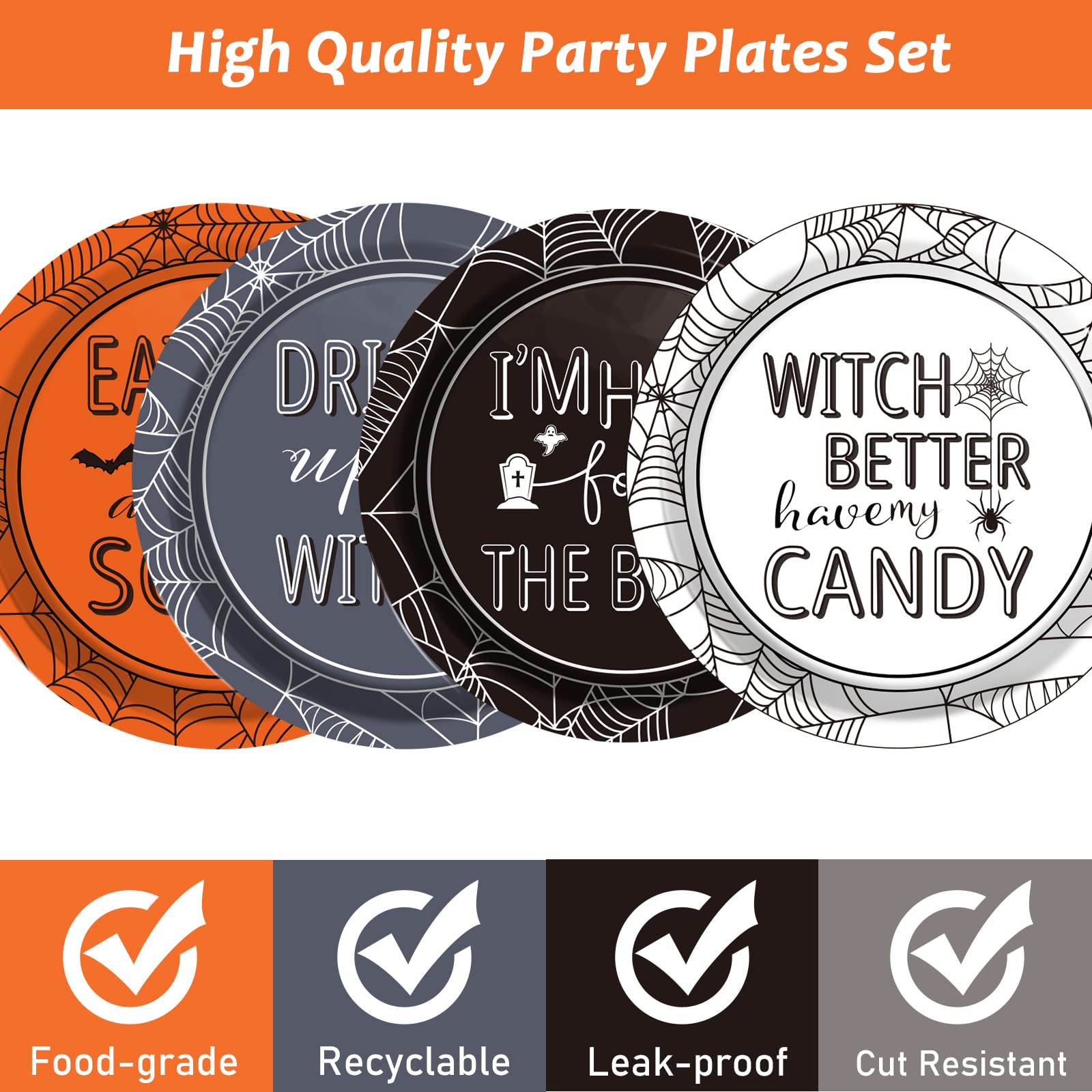 Halloween Party Paper Plates Supplies 7'' Disposable Witch Party Dessert Plates Tableware Set Decorations For Birthday Funny Hal