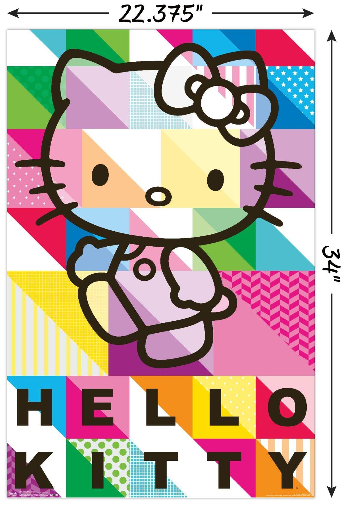 Trends International Hello Kitty - Patterns Wall Poster, 22.375'' X 34'', Premium Poster & Mount Bundle