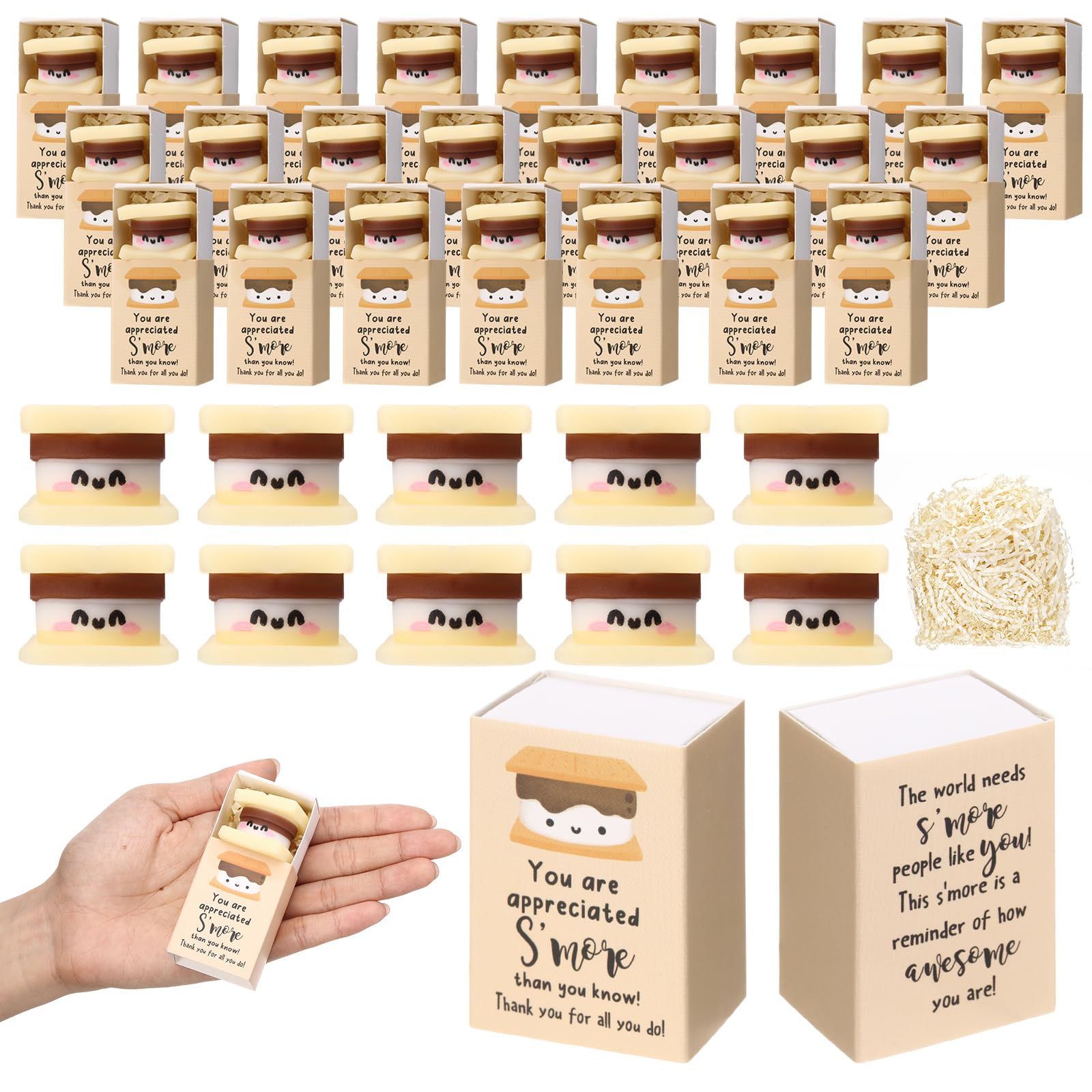 Wettarn 54 Sets Appreciation Gifts SMore Stress Balls with Thank You Gift Boxes for Employee Coworker Teacher Office Team Posit