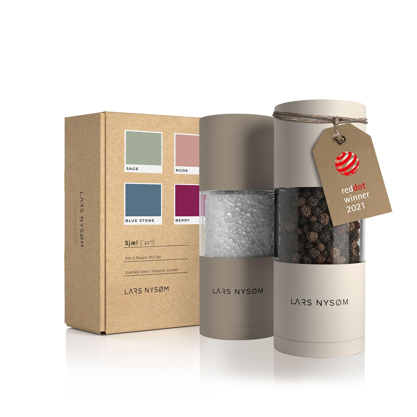 Lars Nysam Salt And Pepper Grinder Set I Salt And Pepper Mills With Adjustable Ceramic Grinder 2 Pieces I Manual Design Spice Gr