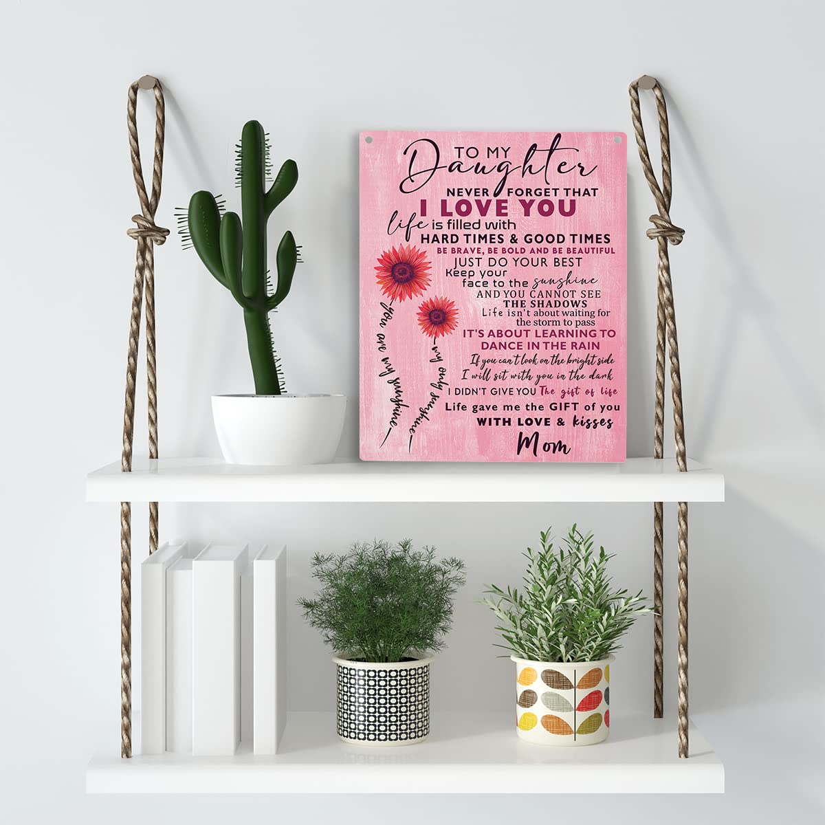 Inspirational Sunflower Daughter Gift from Mom Wall Art To My Daughter Wooden Hanging Sign Daughter Gifts Birthday Gifts for Dau
