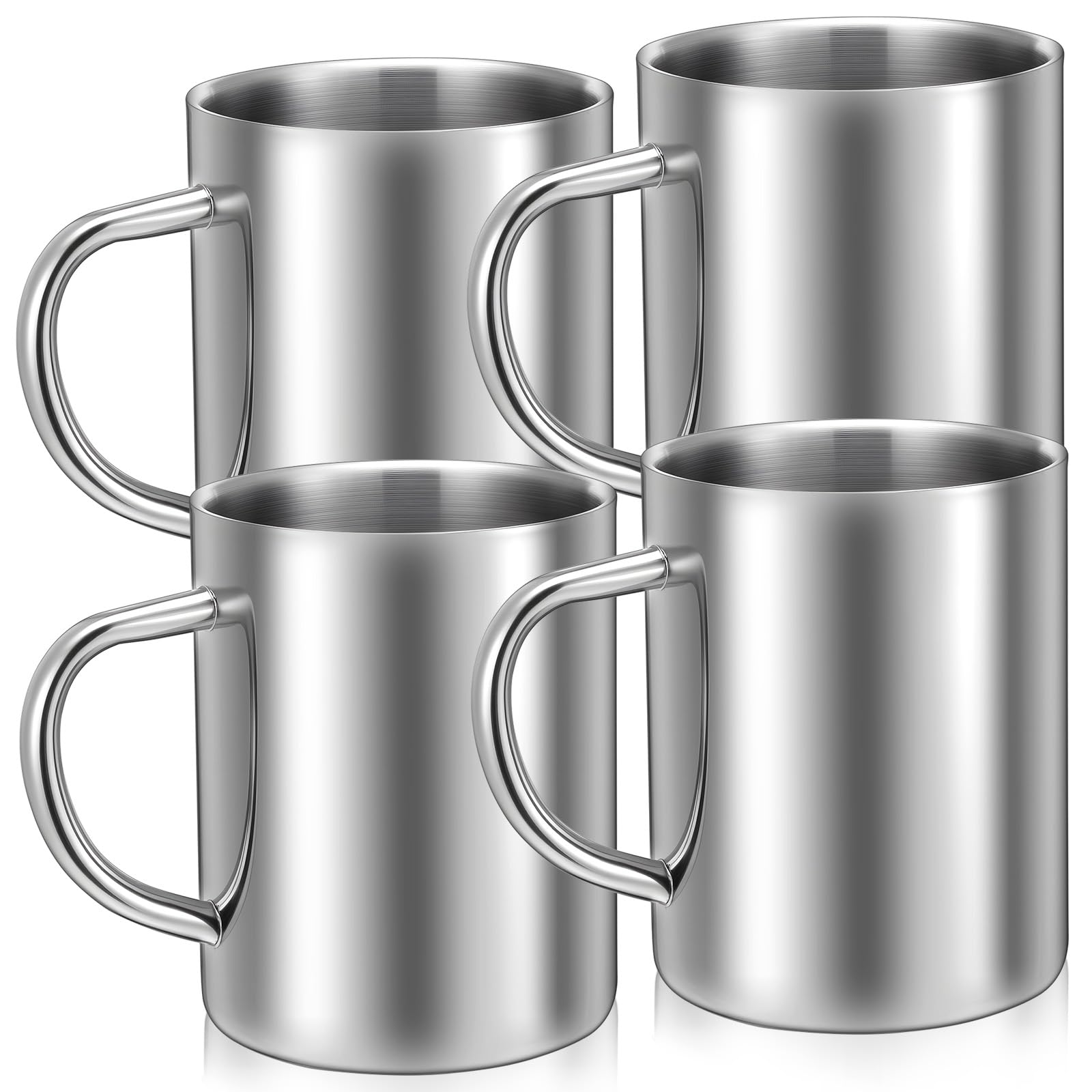 Exclaith 4 Set Stainless Steel Coffee Mug with Handle 13.5oz Unbreakable