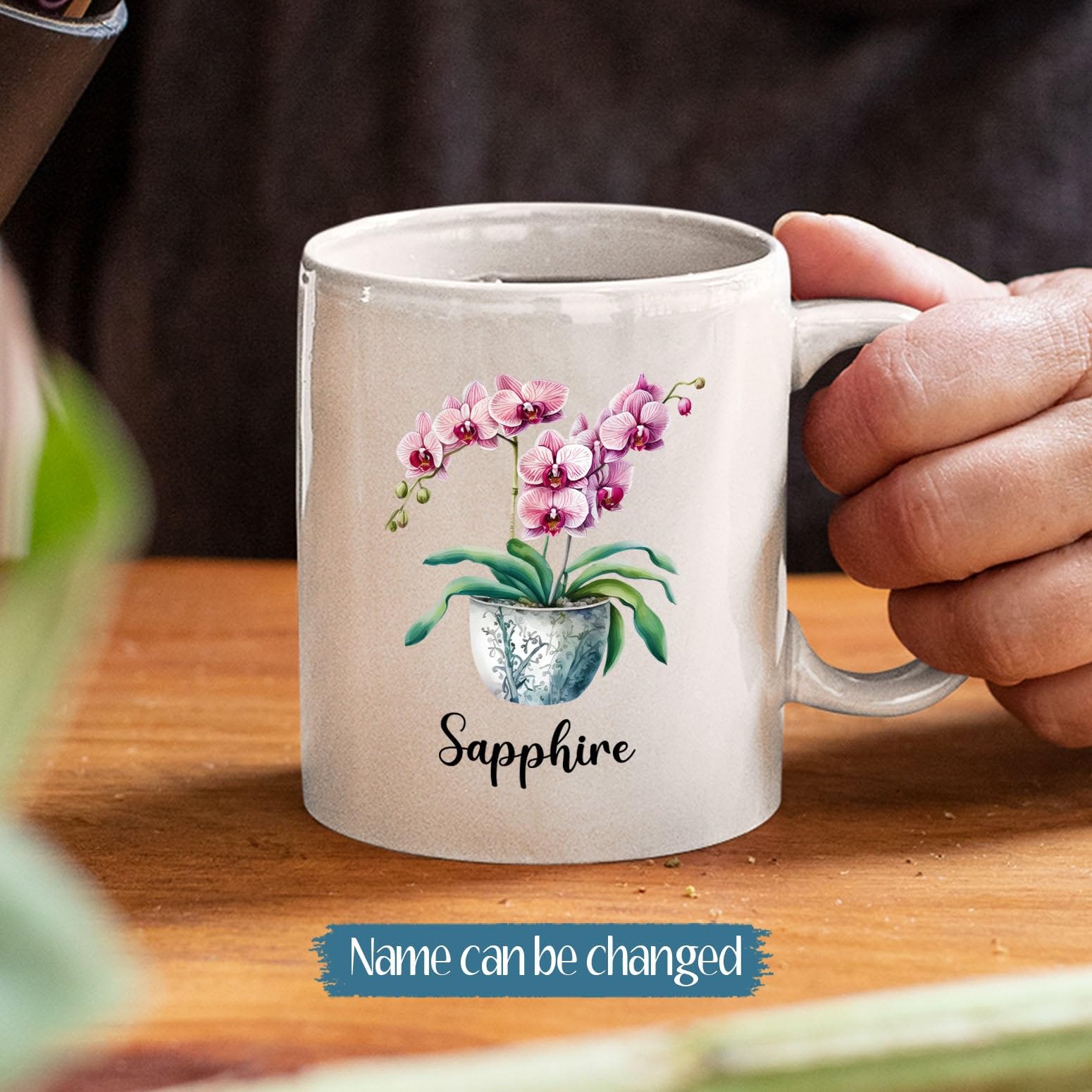 Personalized Phalaenopsis Orchids Coffee Mug Gift, Custom Phalaenopsis Orchids Ceramic Mug, Floral Lover Tea Mug, Customized Nam