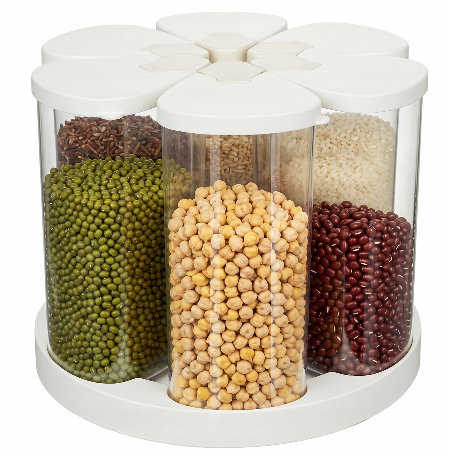 UHAPEER 6 Grids Rotating Cereal Dispenser Countertop, 7 lbs Rice Dispenser