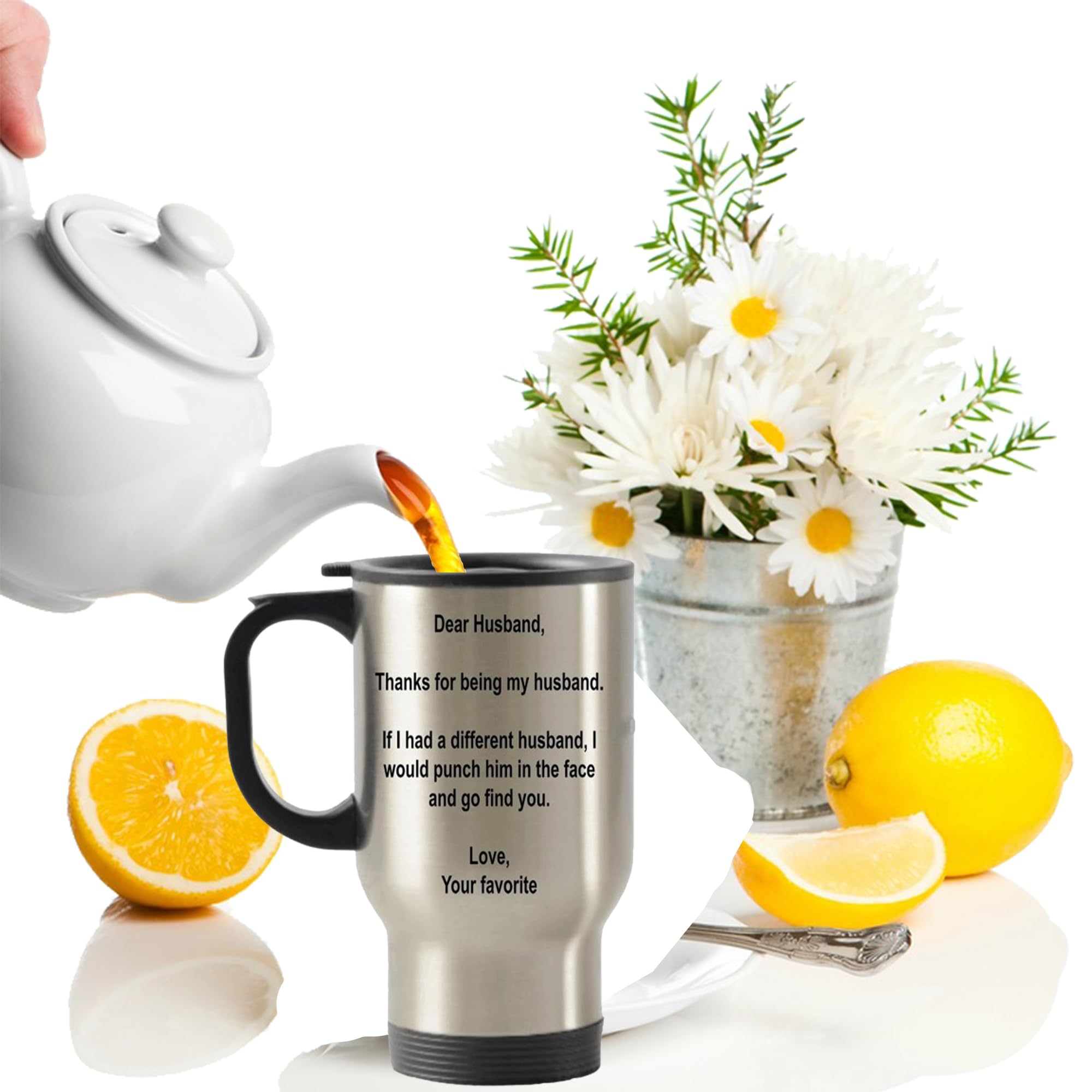 Spreadpassion - Dear Husband Tumbler - Stainless Steel Novelty Tumbler For Birthday And Anniversary Parties - Gift Idea For Appr