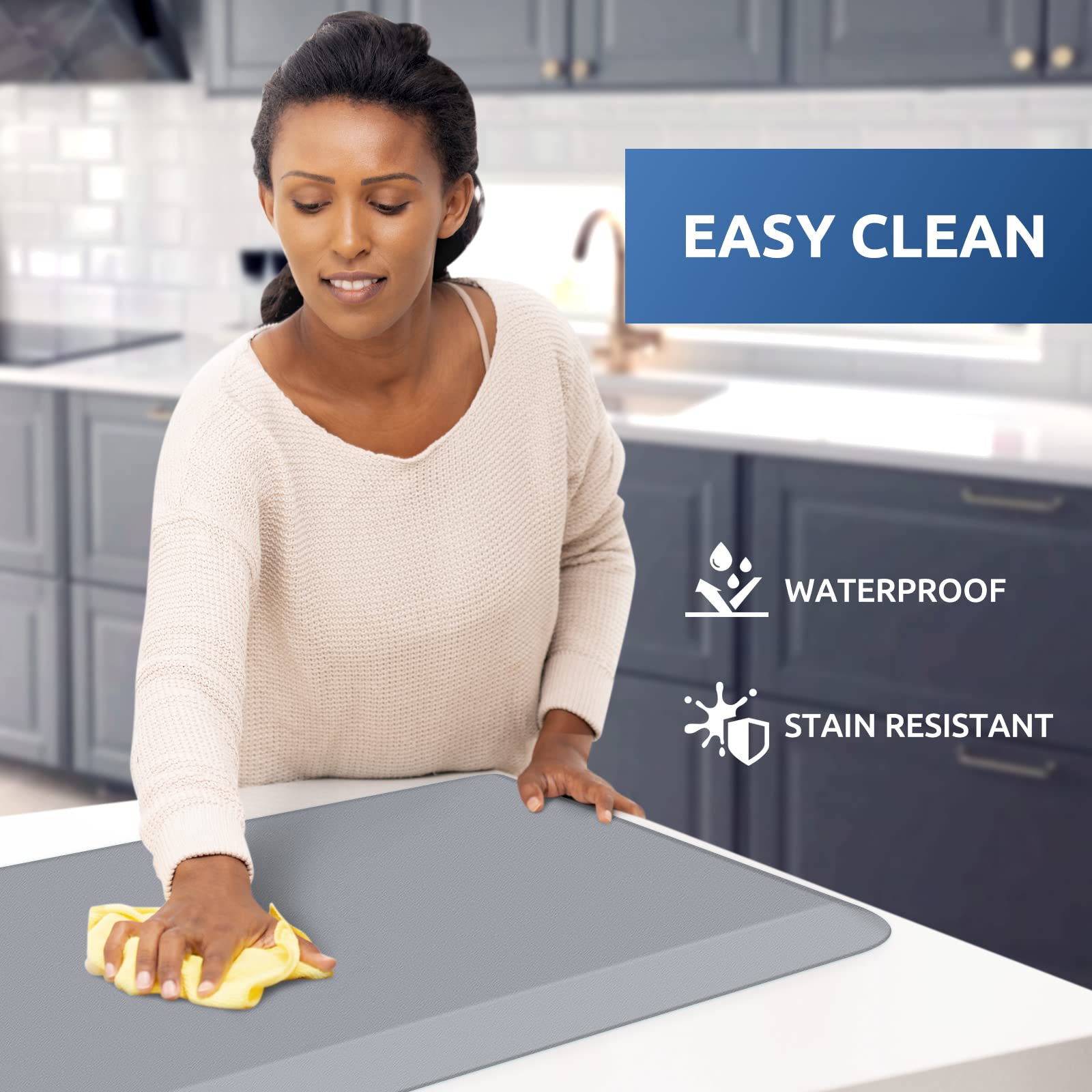 Kitchenclouds Kitchen Mat Cushioned Anti Fatigue Kitchen Rug Non Slip Standing Mat Comfort Floor Mats For Sink Office (17.3''X 2