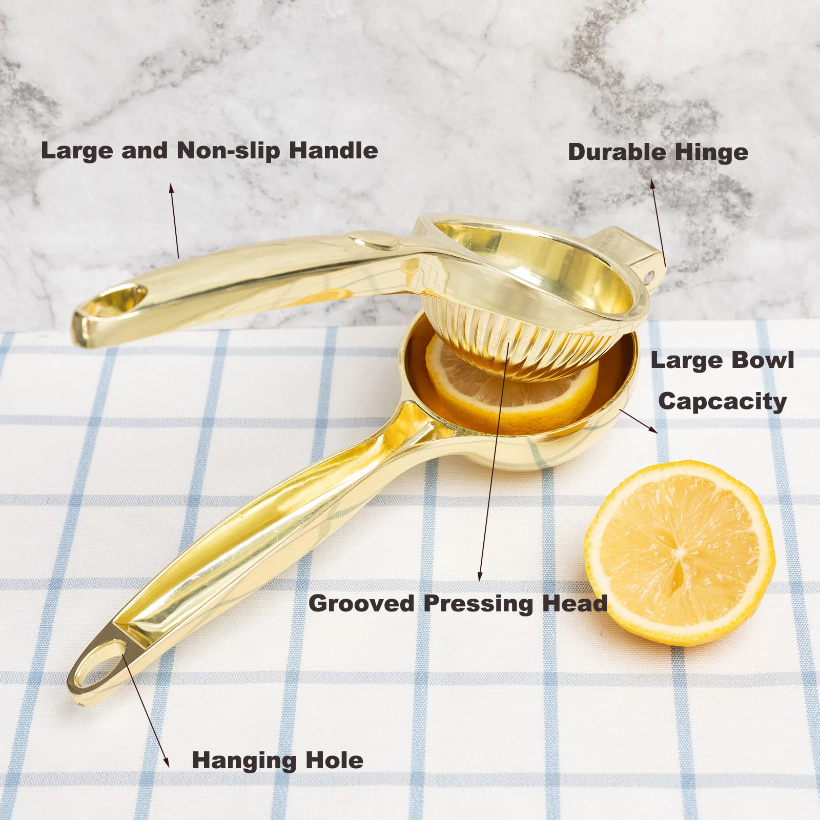 Agirlvct Lemon Squeezer, Heavy Duty Zinc Manual Lemon Juicer, Threaded Groove Fresh Small Oranges Limes Juicer Hand Press Manual