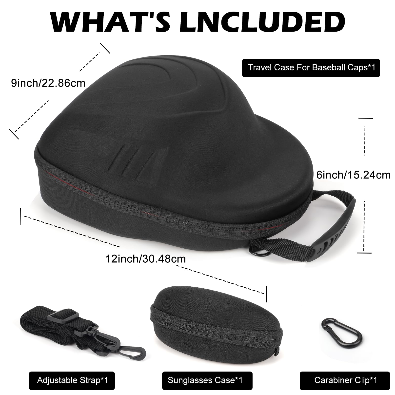 Yewltvep Hat Travel Case, Hard Hat Case For Baseball Caps, Hat Carrier Storage Bag For 6-7 Baseball Hat Organizer For Travel Wit