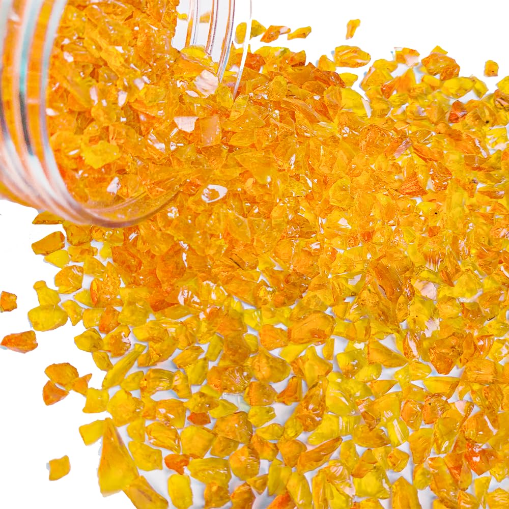 HappyFiller Decorative 1.3 LB Crushed Glass Sand Broken Piece Stones,Resin Art Craft,Vase Fillers Candle Holder Aquarium Gravel,