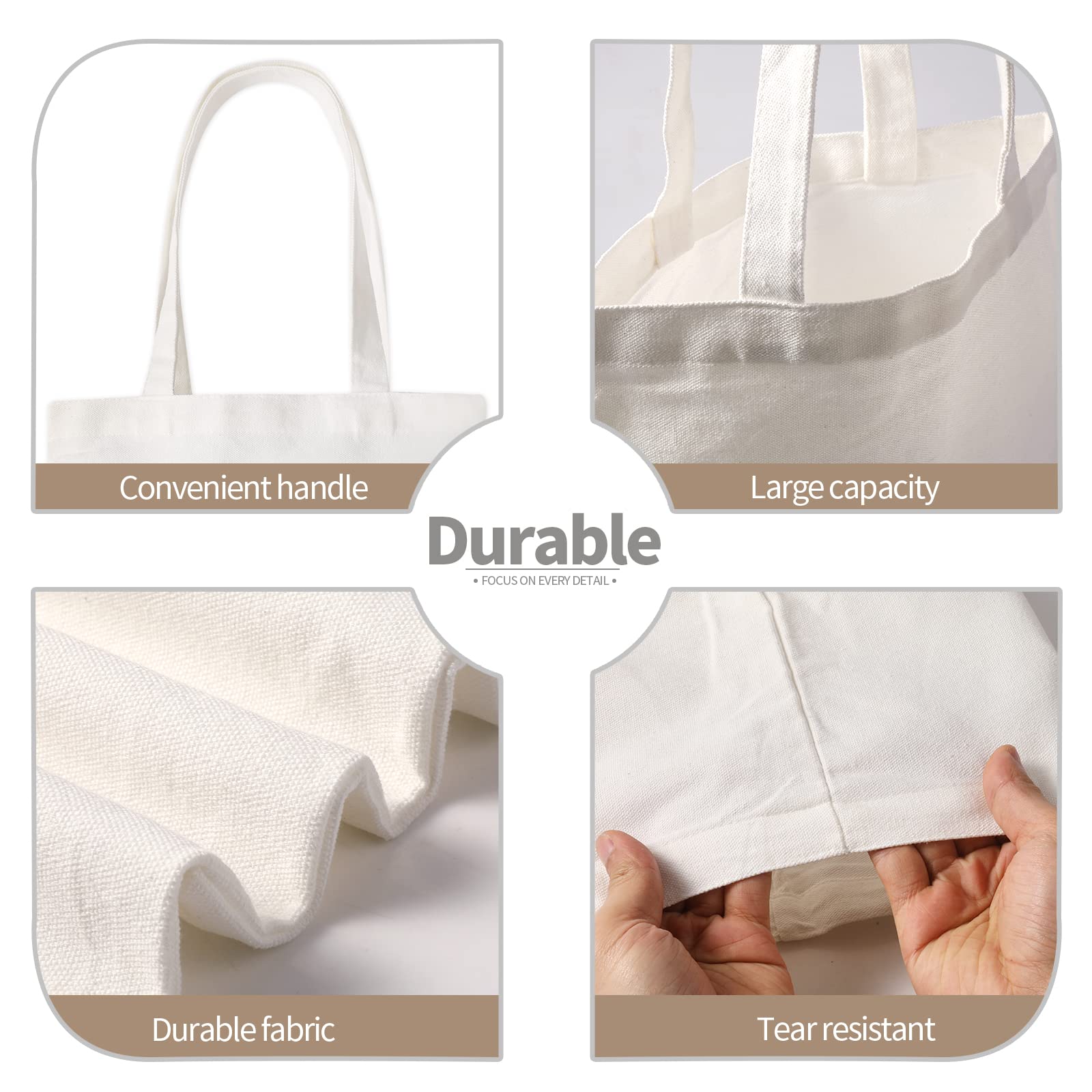 Youke Ola 20 Pieces Sublimation Tote Bags Sublimation Blank Canvas Tote Bags Reusable Washable Polyester Grocery Bags For Decora